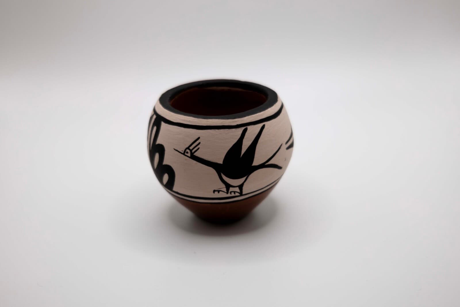 Vintage Zia Tribe Native American Hand Painted Miniature Pottery Bowl Signed - Thumbnail 6