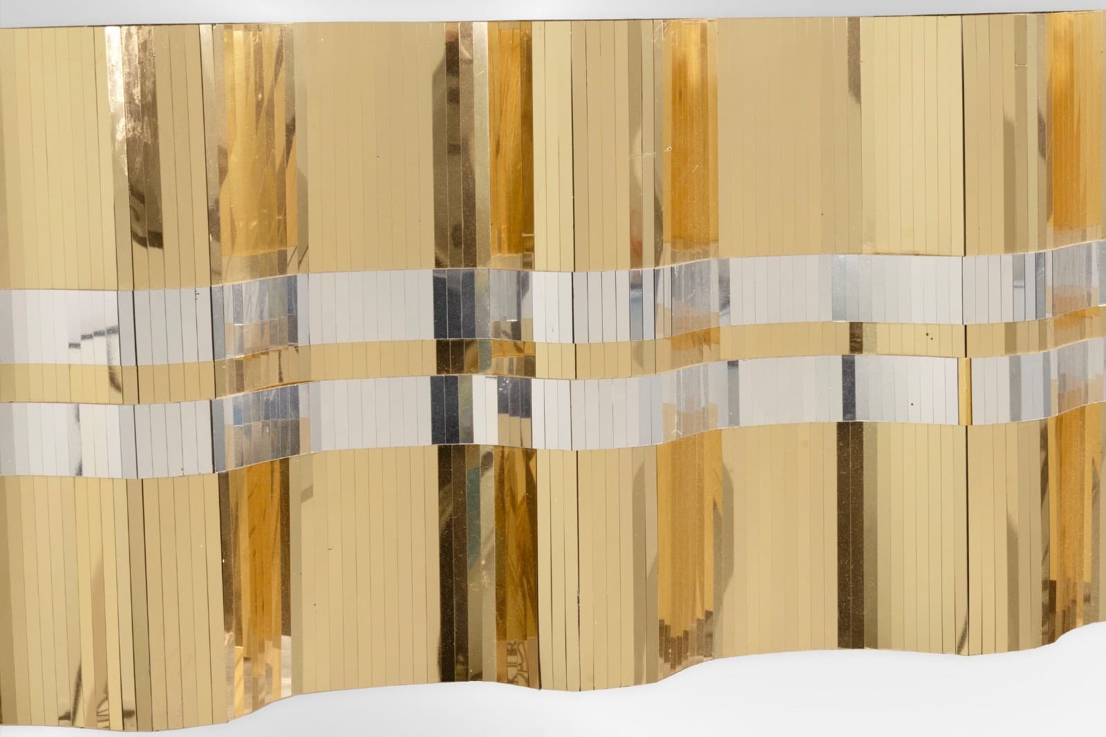 Mixed Silver And Gold Metal Mirrored Hanging Wall Sculpture - Thumbnail 3