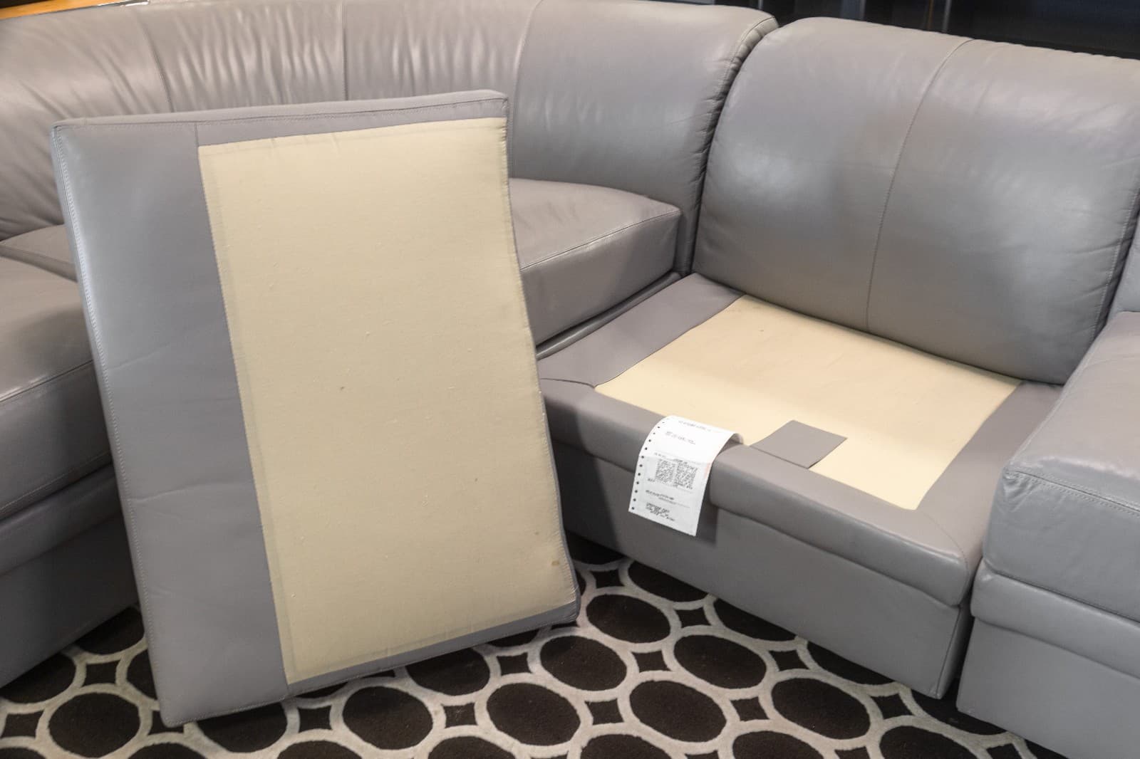 Vintage Postmodern 4pc Curving Gray Leather Sofa Sectional - Thumbnail 7