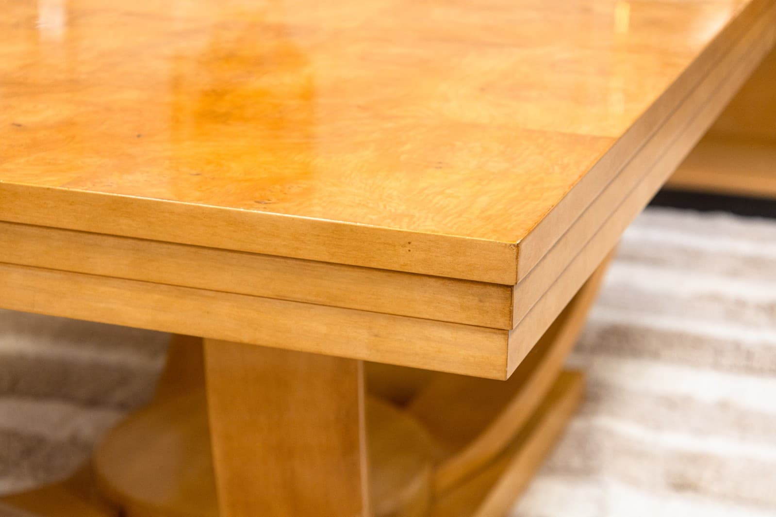 Century Furniture Omni Postmodern Burlwood Lacquered Dining Table with Leaves - Thumbnail 5