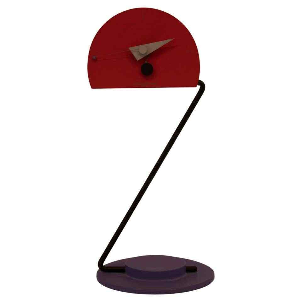 Memphis Style Constructivism 1980 Aluminum Shelf Clock by Nicolai Canetti Modern