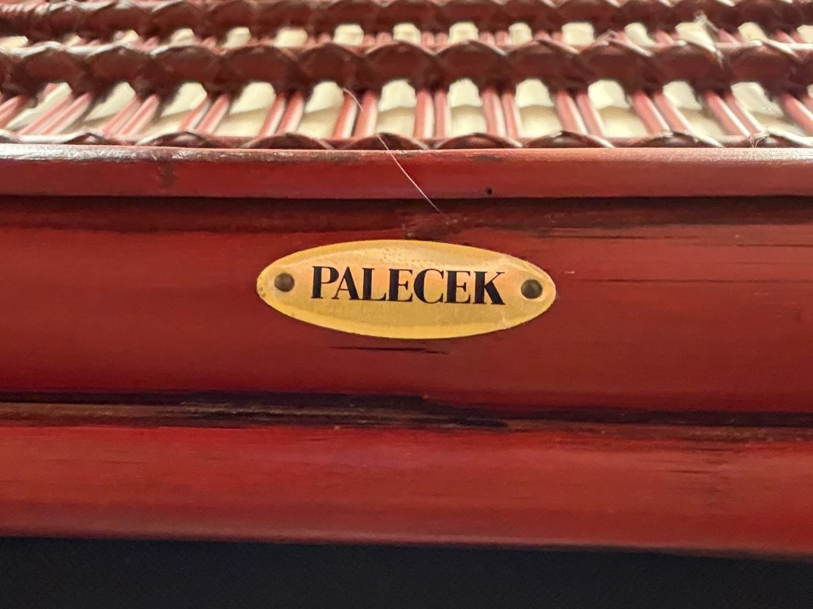 Vintage Palecek President's Sofa Red Rattan White Cushions Patio Sofa - Thumbnail 7