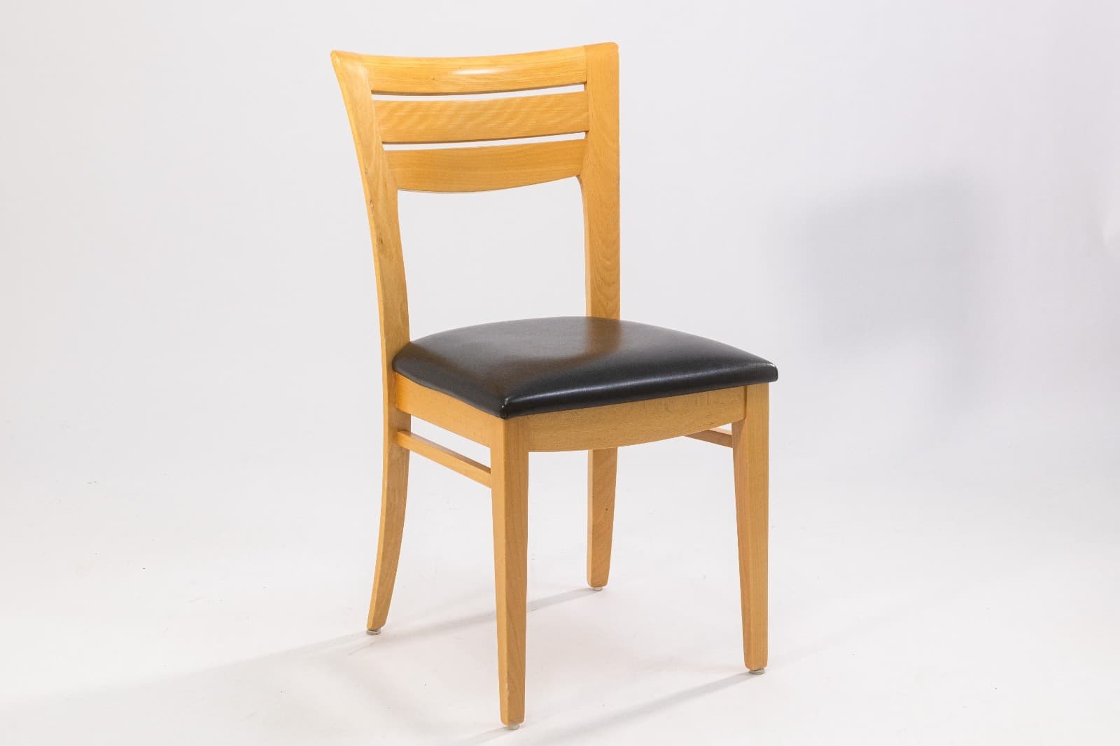 Set of 6 Lowenstein Blonde Wood and Black Leather Vintage Dining Chairs - Thumbnail 3