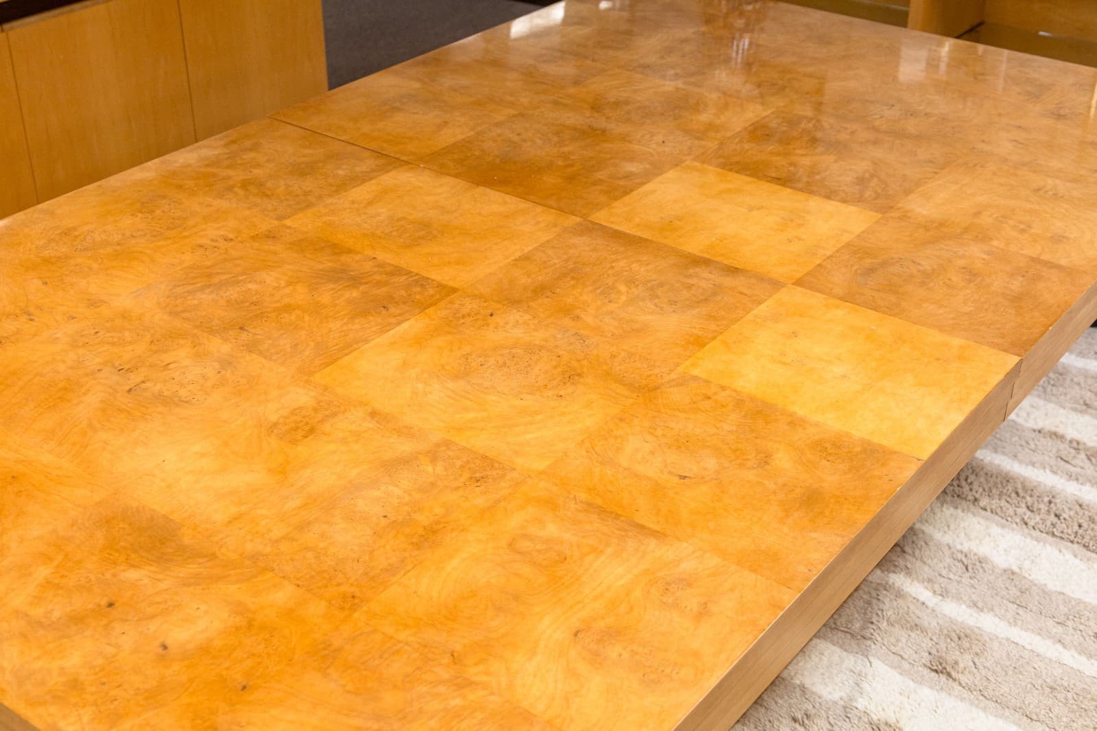 Century Furniture Omni Postmodern Burlwood Lacquered Dining Table with Leaves - Thumbnail 3
