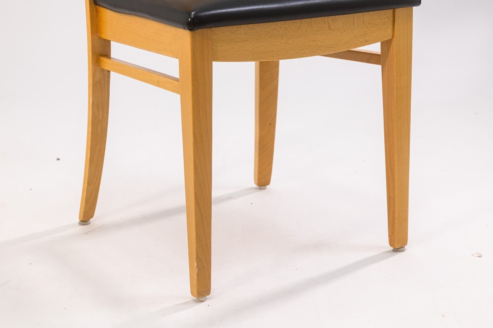 Set of 6 Lowenstein Blonde Wood and Black Leather Vintage Dining Chairs - Thumbnail 10