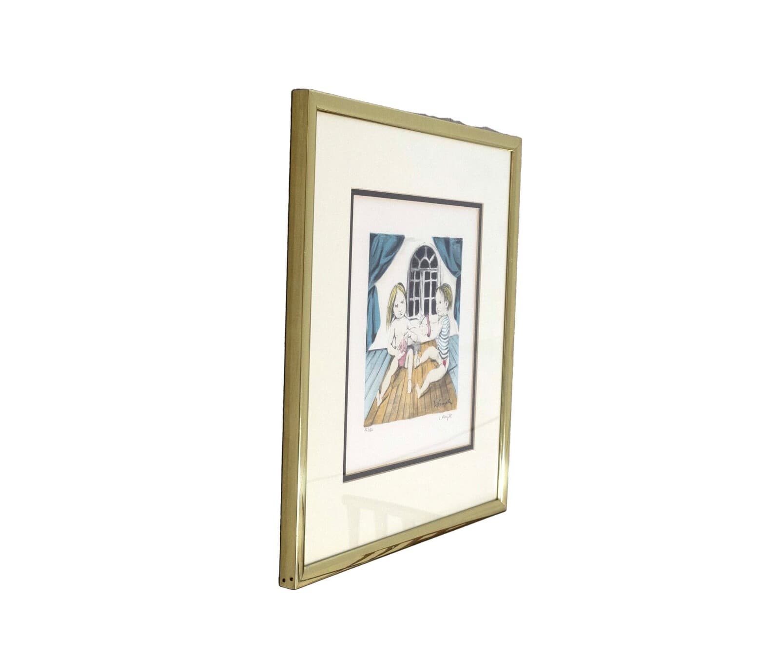 Leonard Tsugouharu Knitting Signed Modern Lithograph on Paper 1963 Framed 55/150 - Thumbnail 11