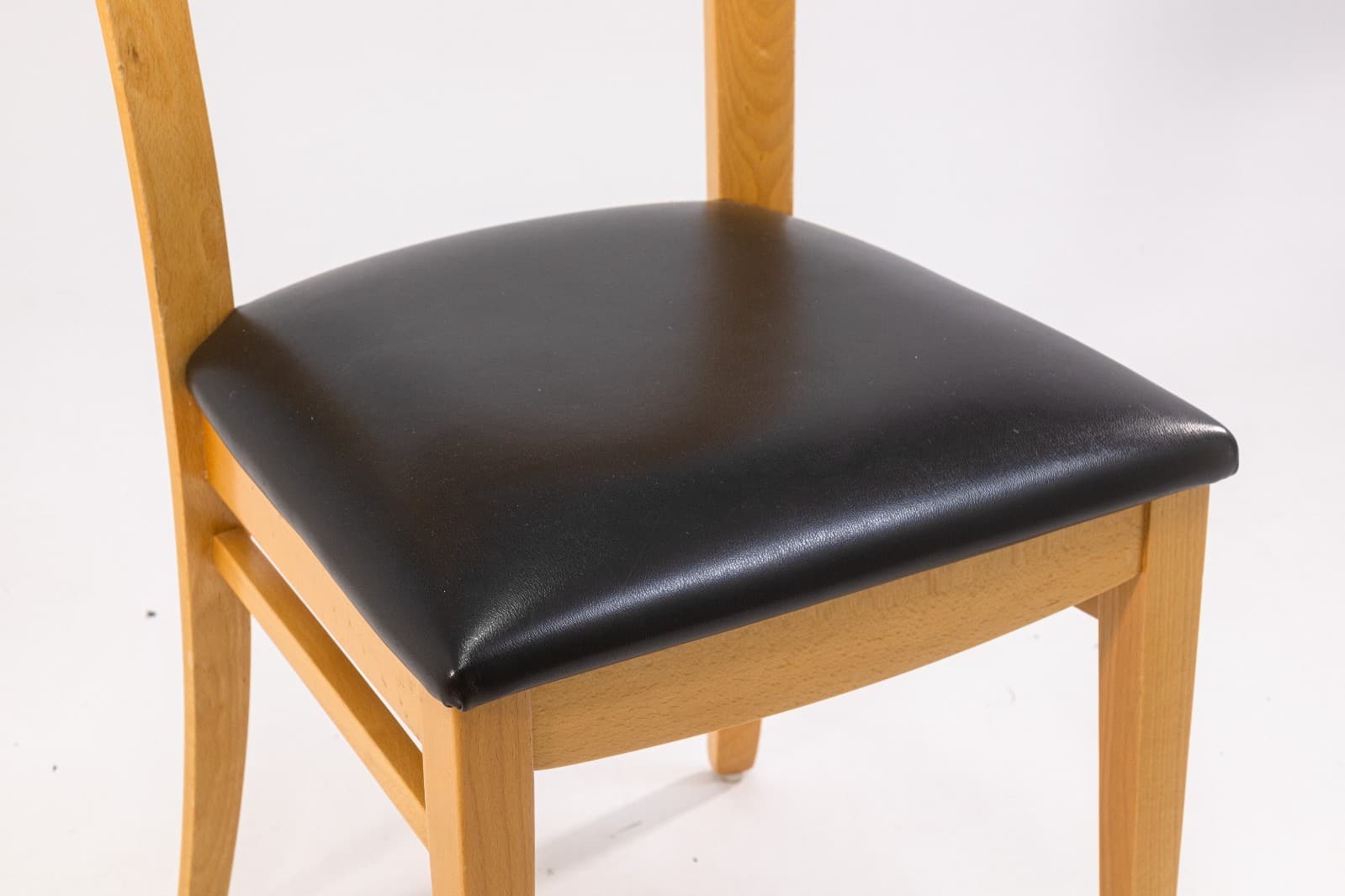 Set of 6 Lowenstein Blonde Wood and Black Leather Vintage Dining Chairs - Thumbnail 8