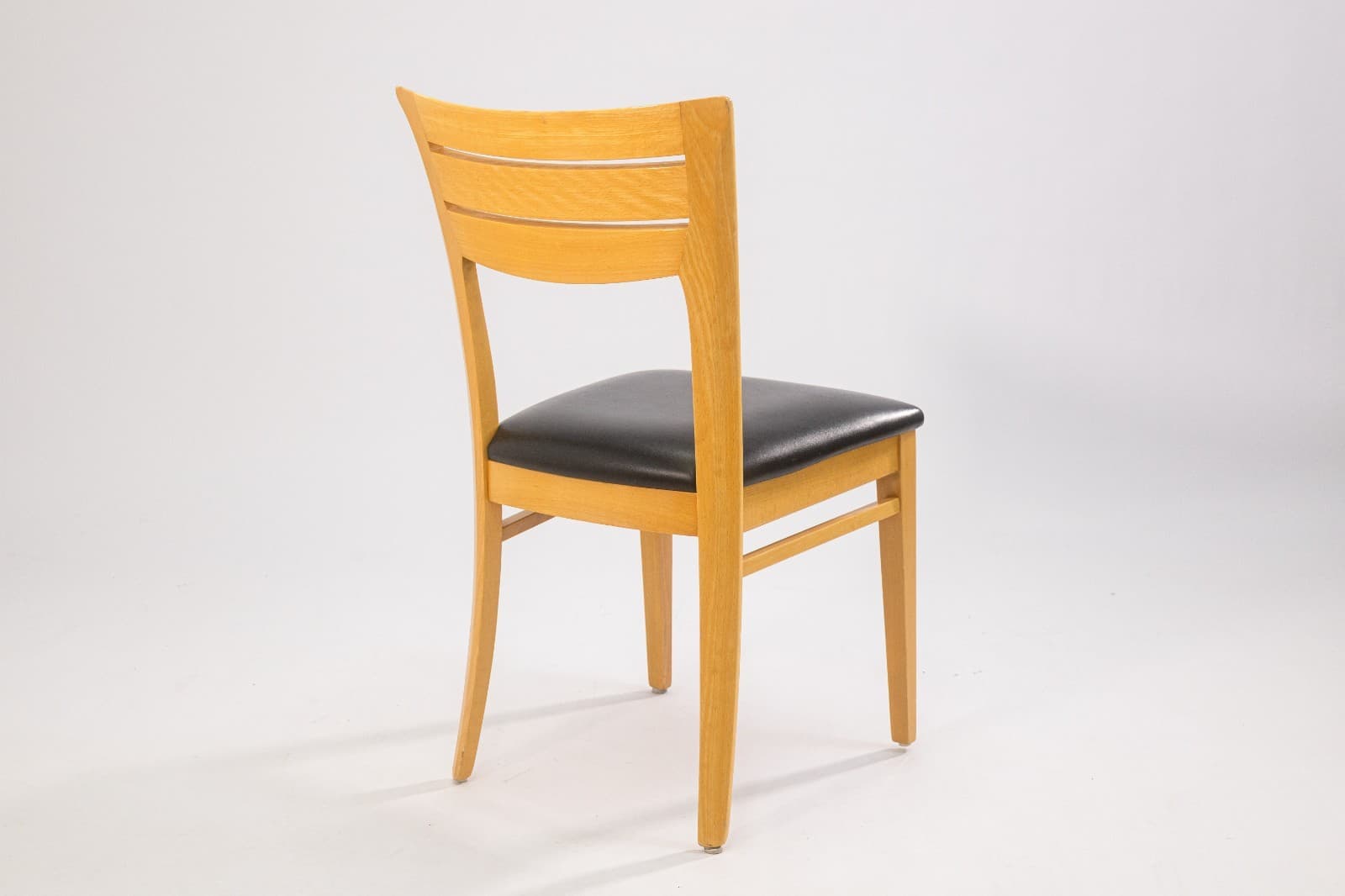 Set of 6 Lowenstein Blonde Wood and Black Leather Vintage Dining Chairs - Thumbnail 6