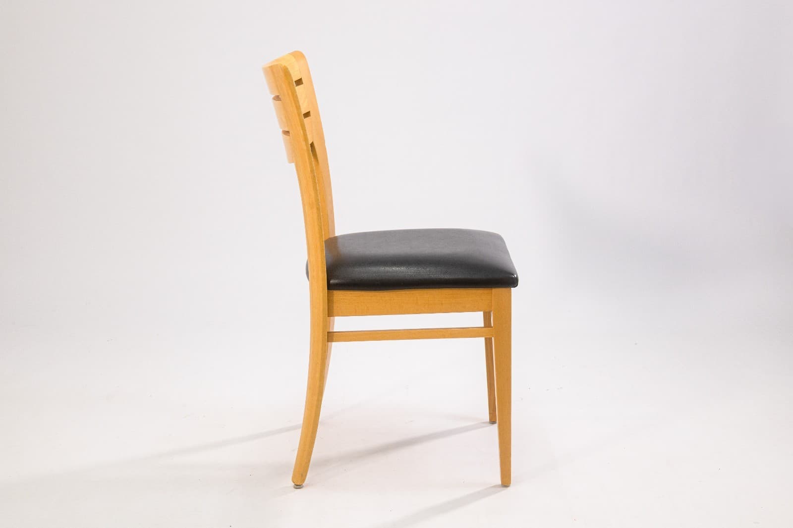 Set of 6 Lowenstein Blonde Wood and Black Leather Vintage Dining Chairs - Thumbnail 5