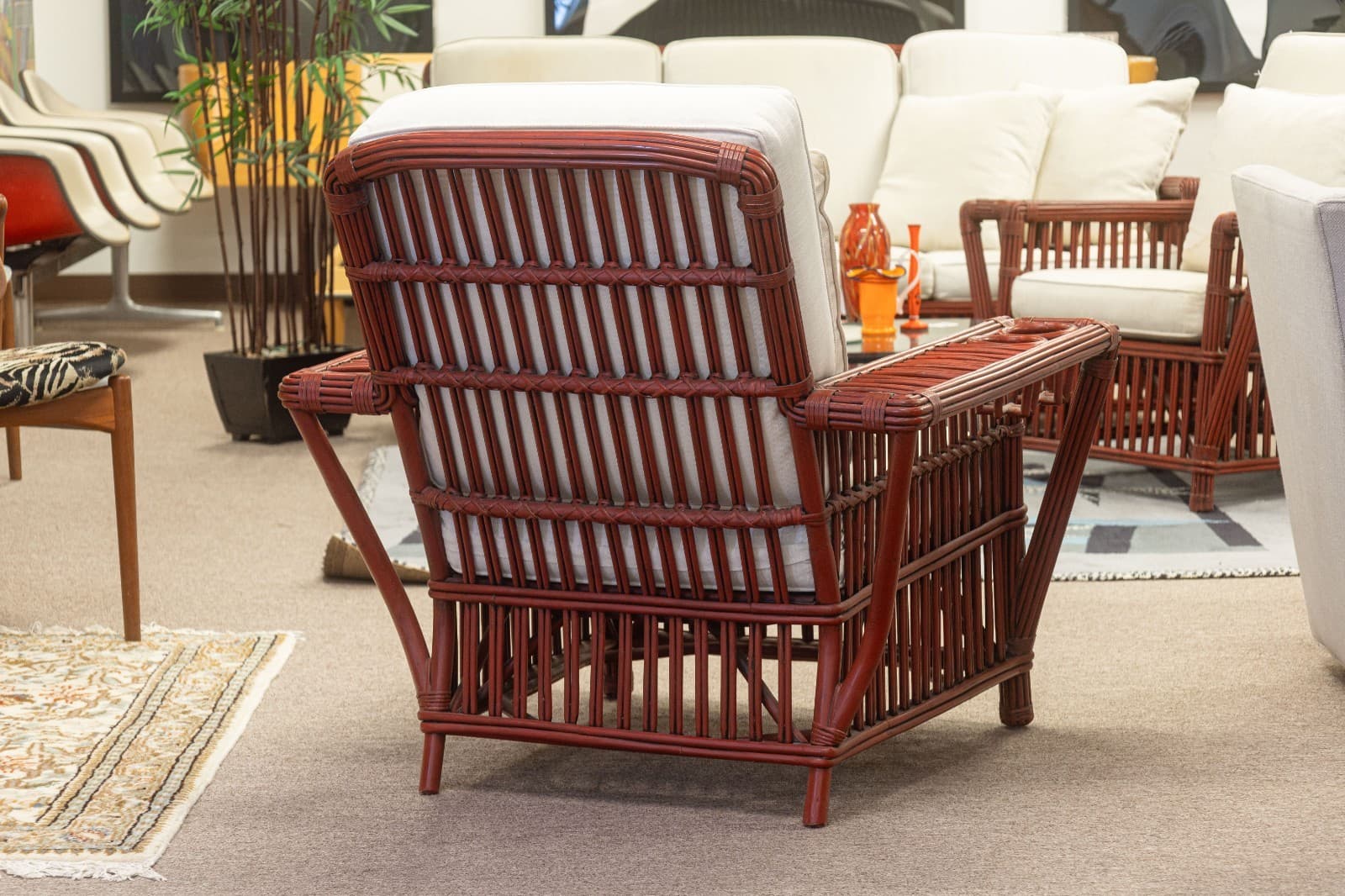 Vintage Palecek President's Sofa & Chair 3 Piece Rattan Patio Sofa & Chair Set - Thumbnail 12