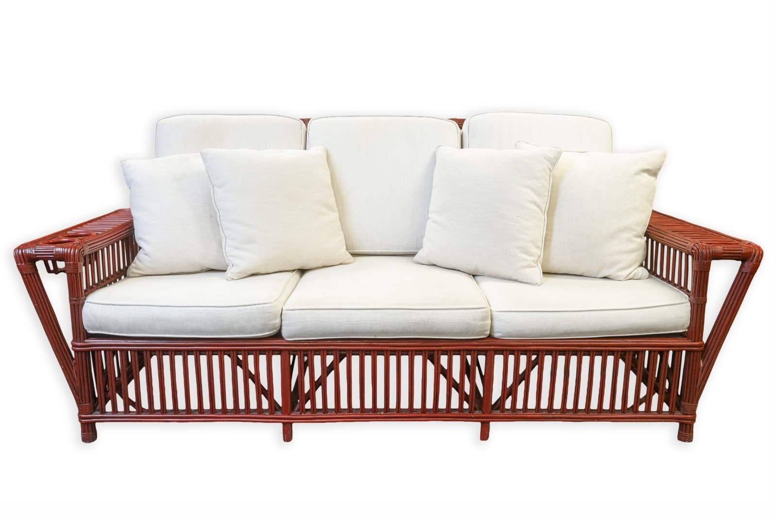 Vintage Palecek President's Sofa & Chair 3 Piece Rattan Patio Sofa & Chair Set - Thumbnail 3