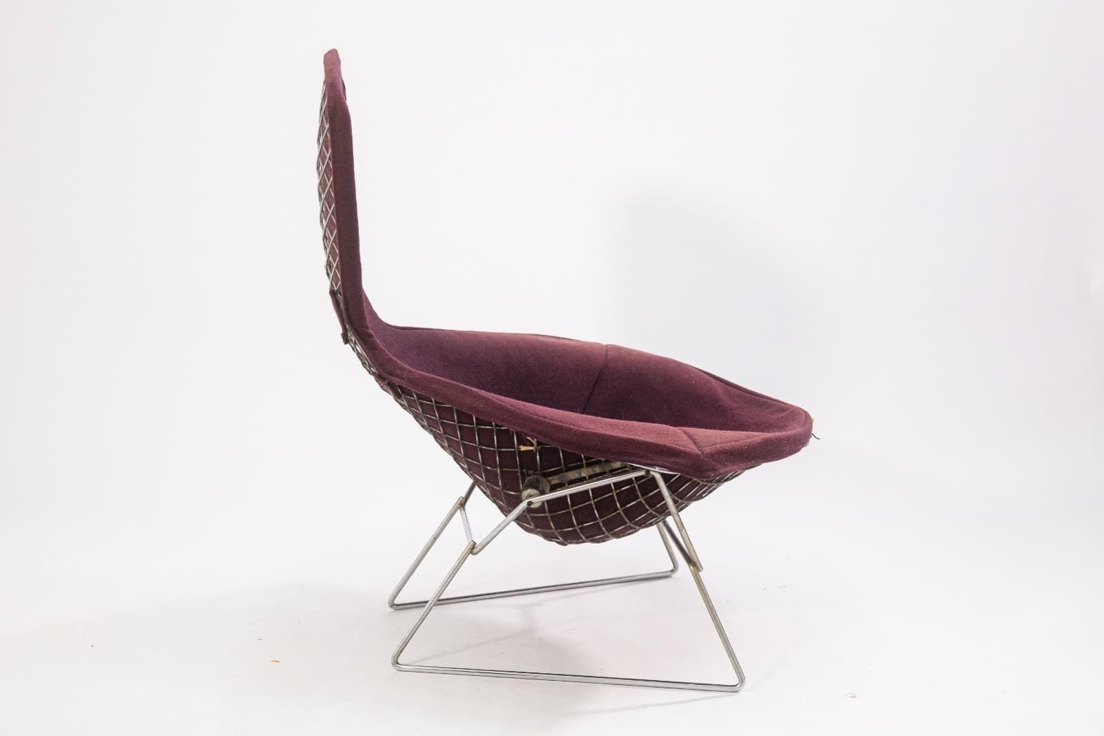Vintage Harry Bertoia for Knoll Bird Lounge Chair with Purple Fabric Upholstery - Thumbnail 4