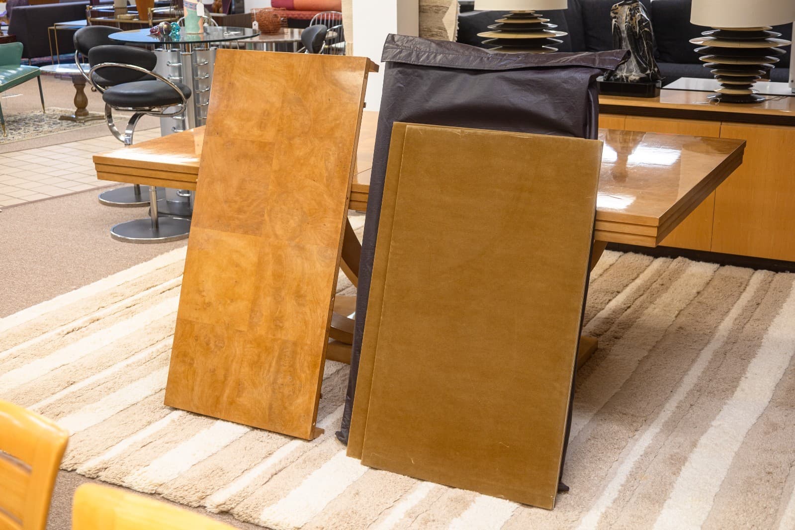 Century Furniture Omni Postmodern Burlwood Lacquered Dining Table with Leaves - Thumbnail 9