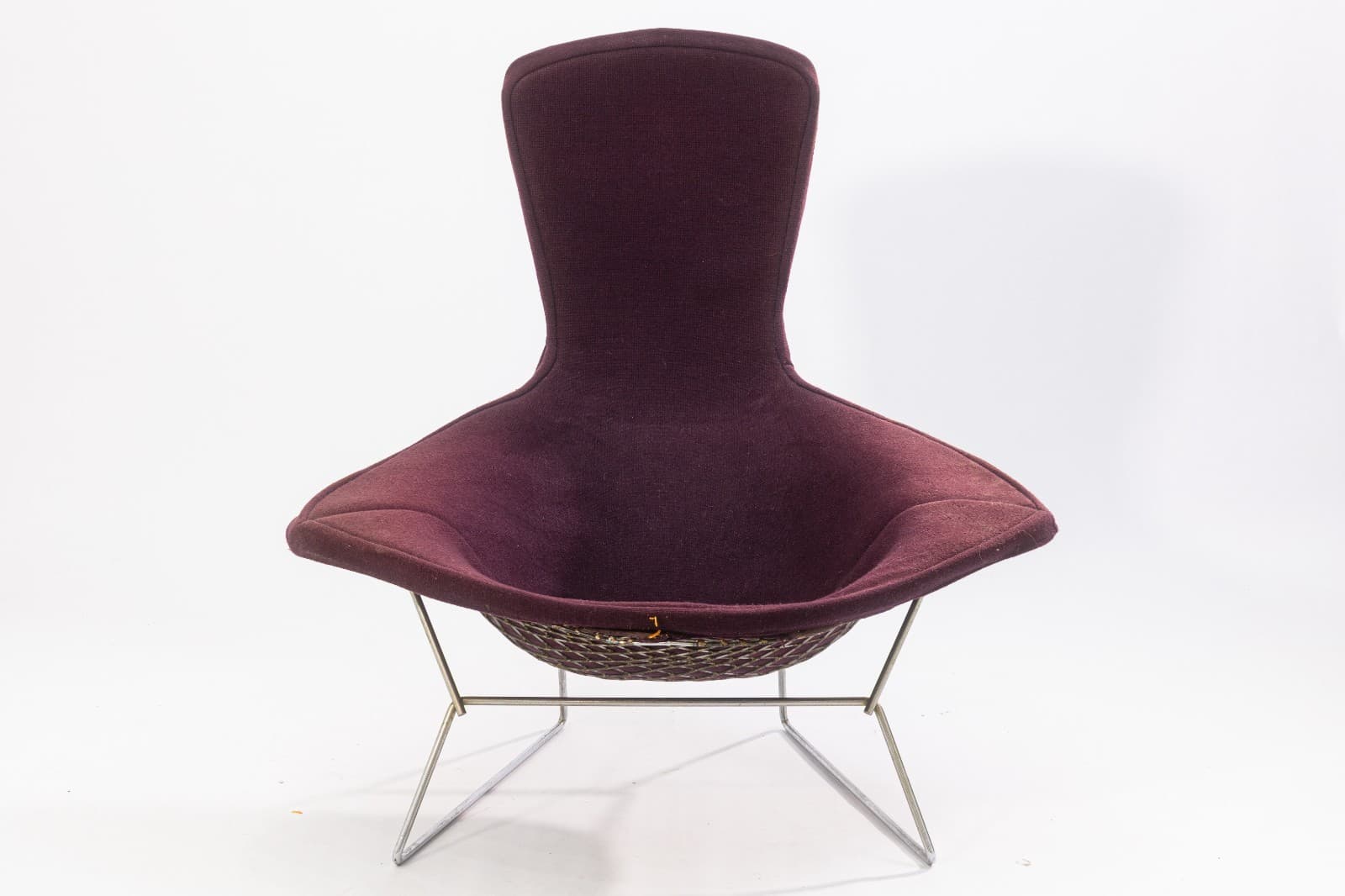 Vintage Harry Bertoia for Knoll Bird Lounge Chair with Purple Fabric Upholstery - Thumbnail 2