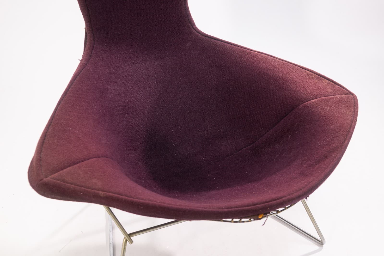 Vintage Harry Bertoia for Knoll Bird Lounge Chair with Purple Fabric Upholstery - Thumbnail 7
