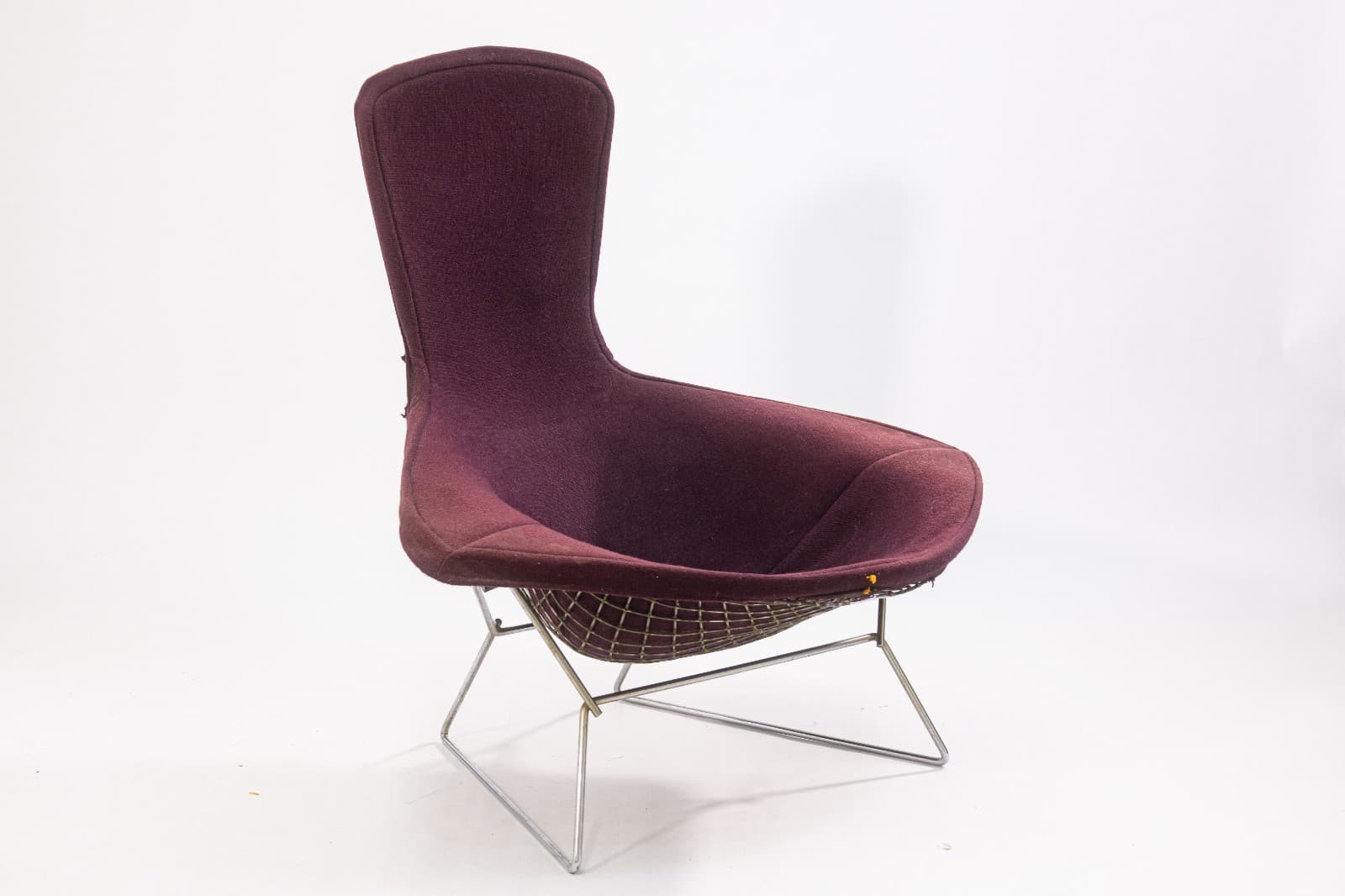 Vintage Harry Bertoia for Knoll Bird Lounge Chair with Purple Fabric Upholstery - Thumbnail 3