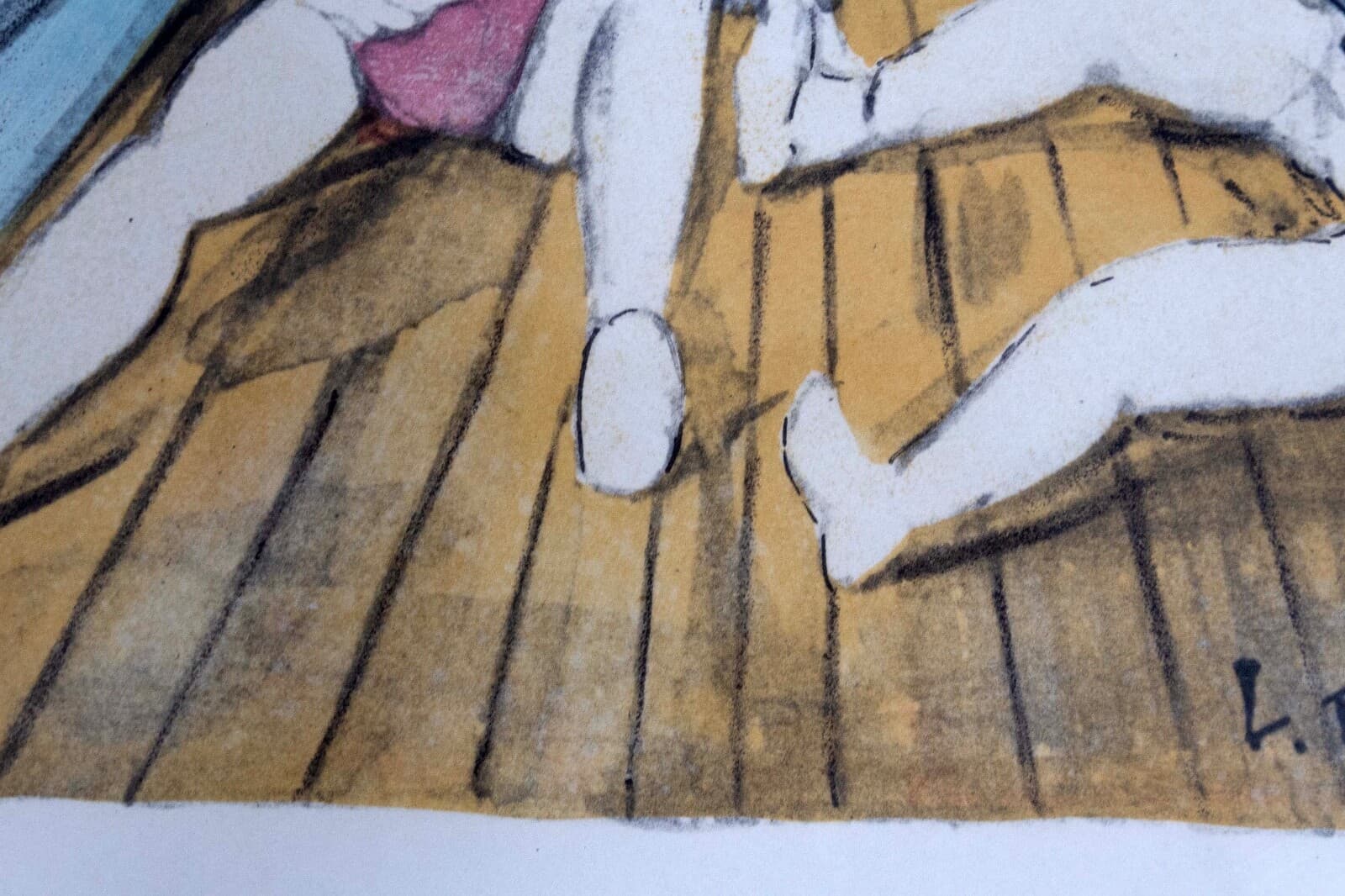 Leonard Tsugouharu Knitting Signed Modern Lithograph on Paper 1963 Framed 55/150 - Thumbnail 8