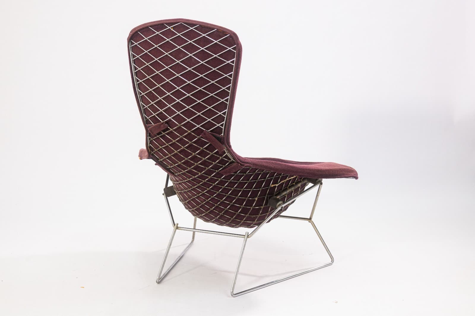 Vintage Harry Bertoia for Knoll Bird Lounge Chair with Purple Fabric Upholstery - Thumbnail 5