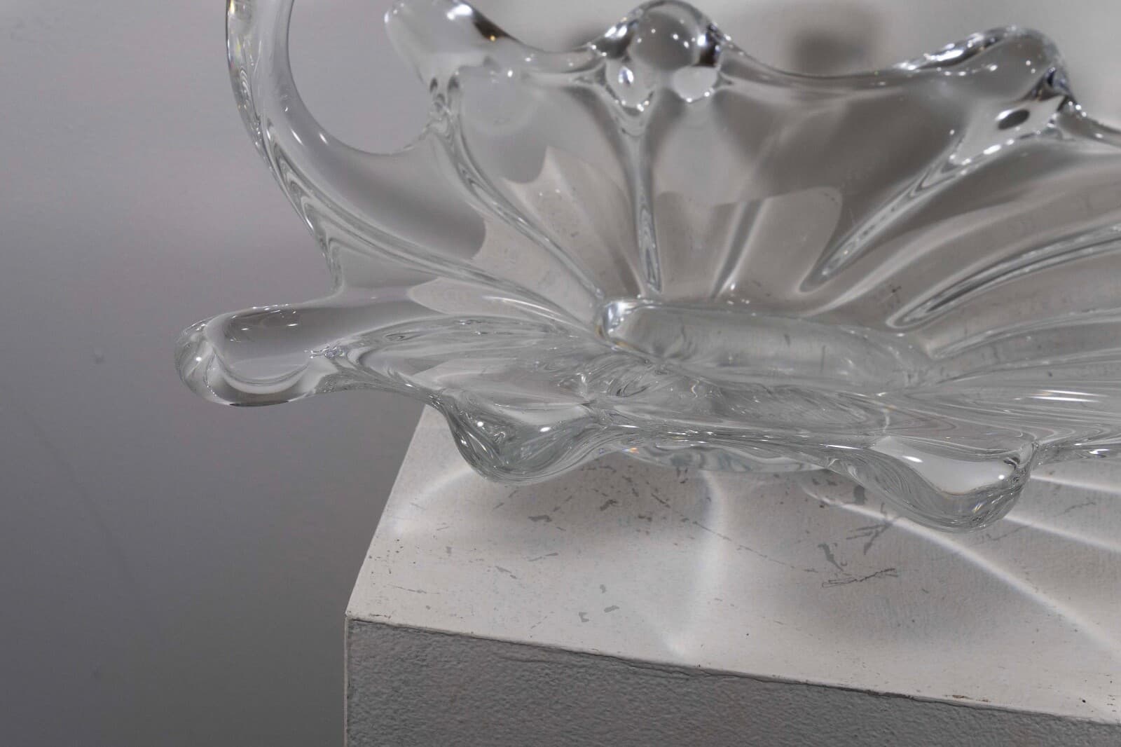 Vintage Art Vannes France Jardiniere Crystal Art Glass Centerpiece Bowl w/ Mark - Thumbnail 4