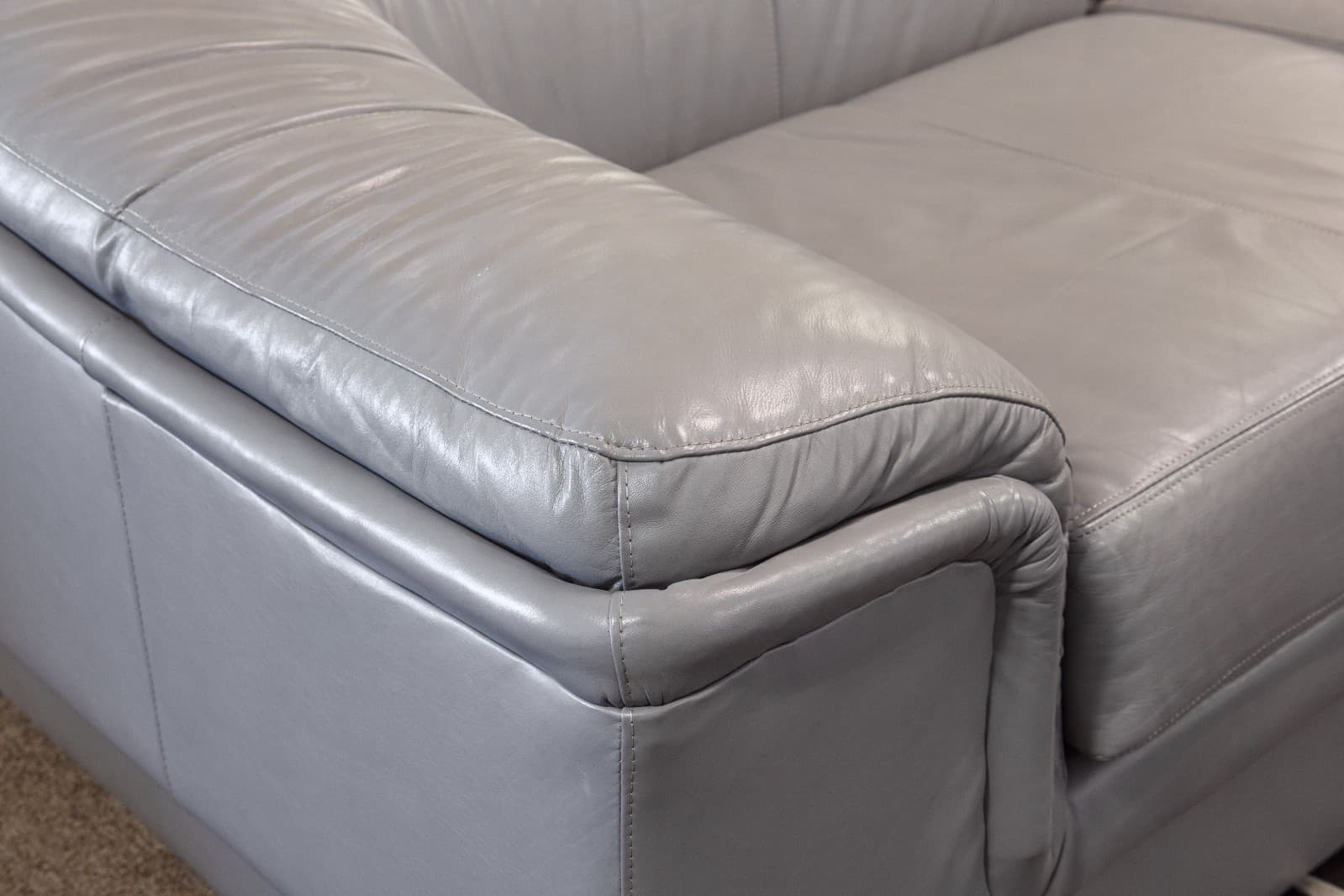 Vintage Postmodern 4pc Curving Gray Leather Sofa Sectional - Thumbnail 6