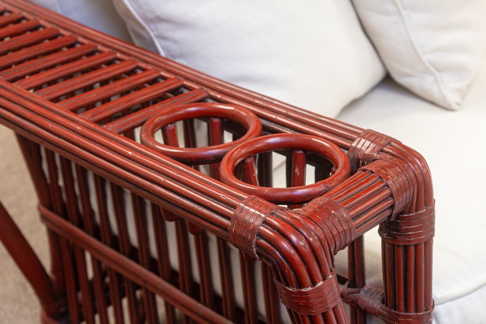 Vintage Palecek President's Sofa & Chair 3 Piece Rattan Patio Sofa & Chair Set - Thumbnail 5
