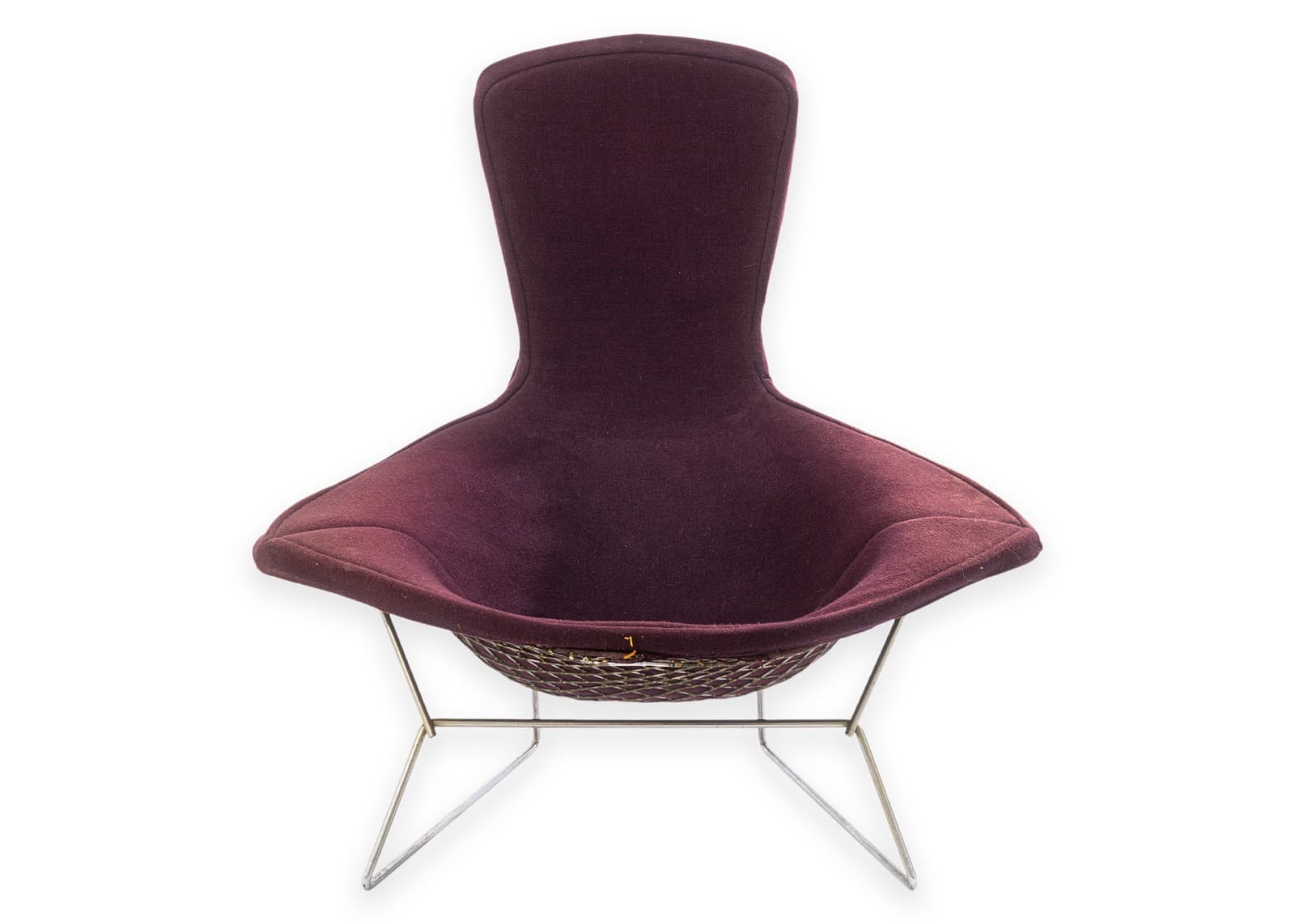 Vintage Harry Bertoia for Knoll Bird Lounge Chair with Purple Fabric Upholstery