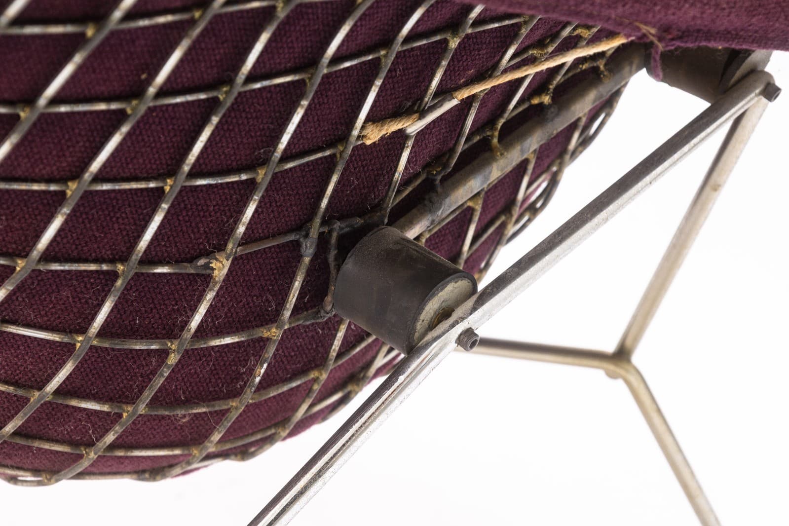 Vintage Harry Bertoia for Knoll Bird Lounge Chair with Purple Fabric Upholstery - Thumbnail 11