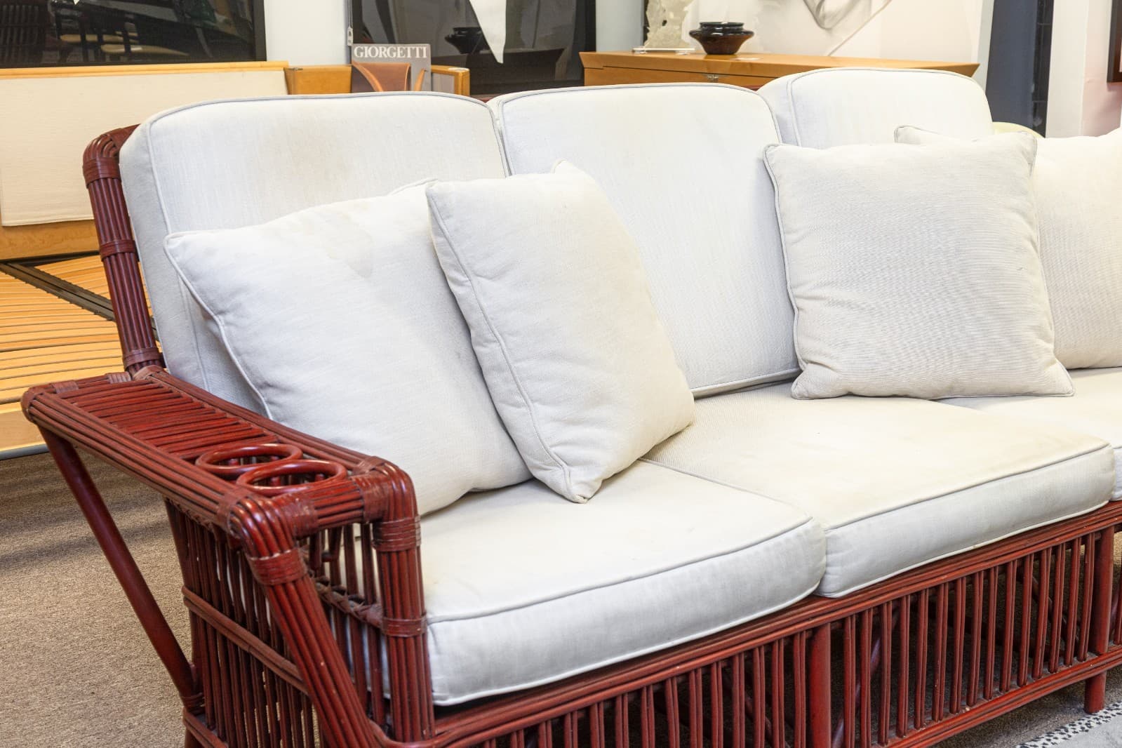 Vintage Palecek President's Sofa & Chair 3 Piece Rattan Patio Sofa & Chair Set - Thumbnail 4