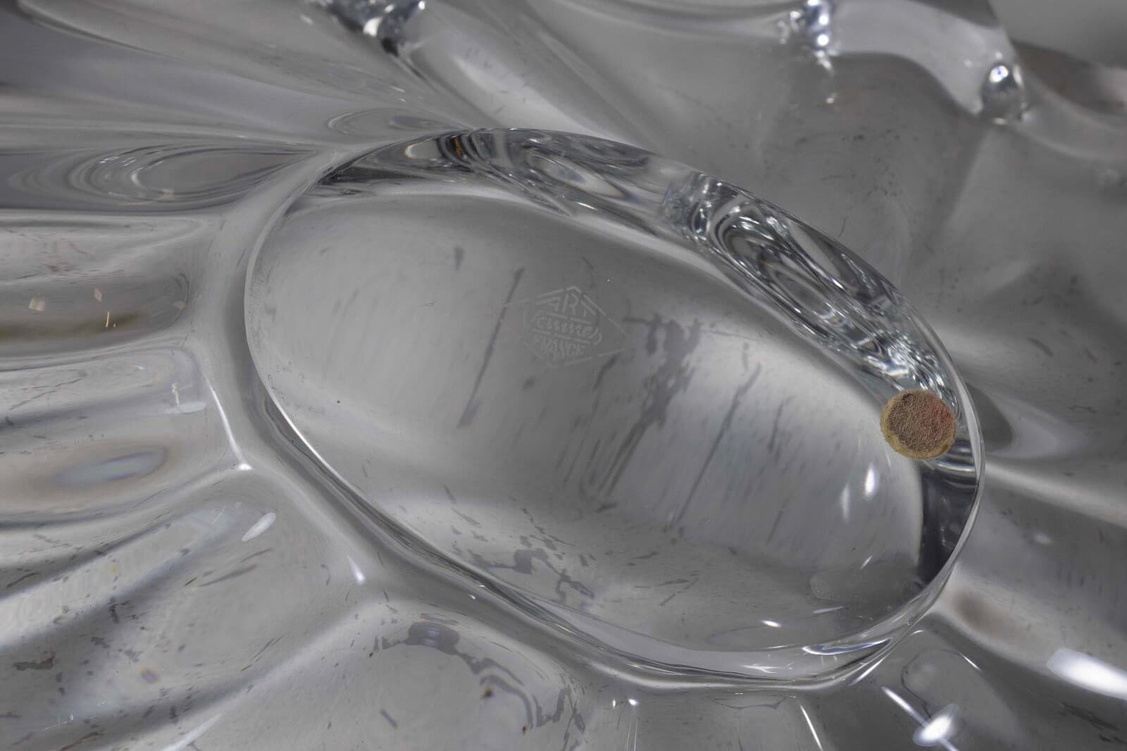 Vintage Art Vannes France Jardiniere Crystal Art Glass Centerpiece Bowl w/ Mark - Thumbnail 9