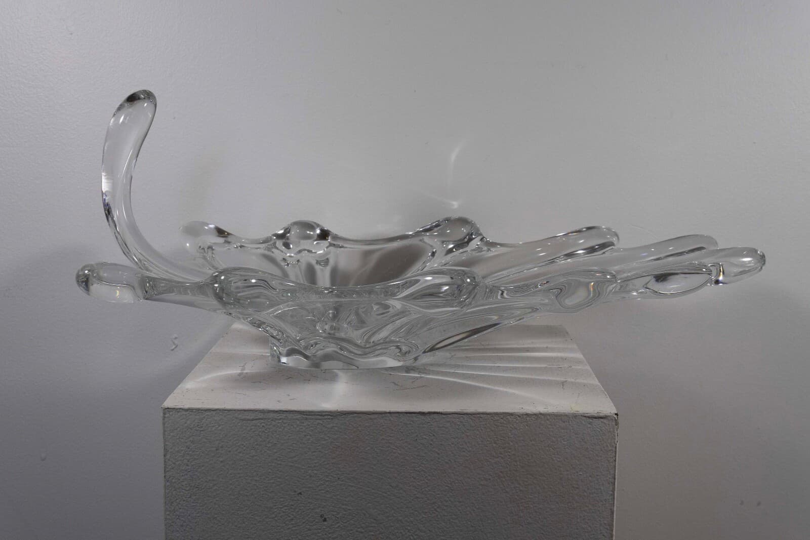 Vintage Art Vannes France Jardiniere Crystal Art Glass Centerpiece Bowl w/ Mark - Thumbnail 2