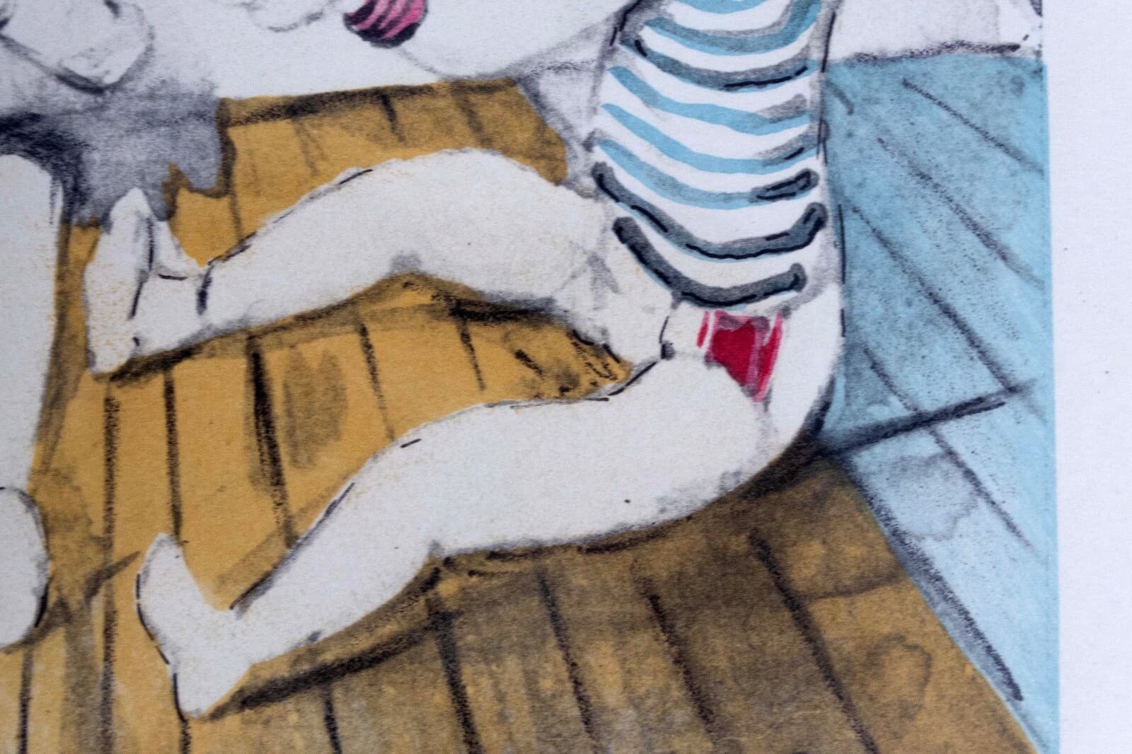 Leonard Tsugouharu Knitting Signed Modern Lithograph on Paper 1963 Framed 55/150 - Thumbnail 6