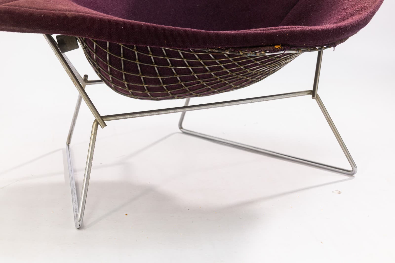 Vintage Harry Bertoia for Knoll Bird Lounge Chair with Purple Fabric Upholstery - Thumbnail 9