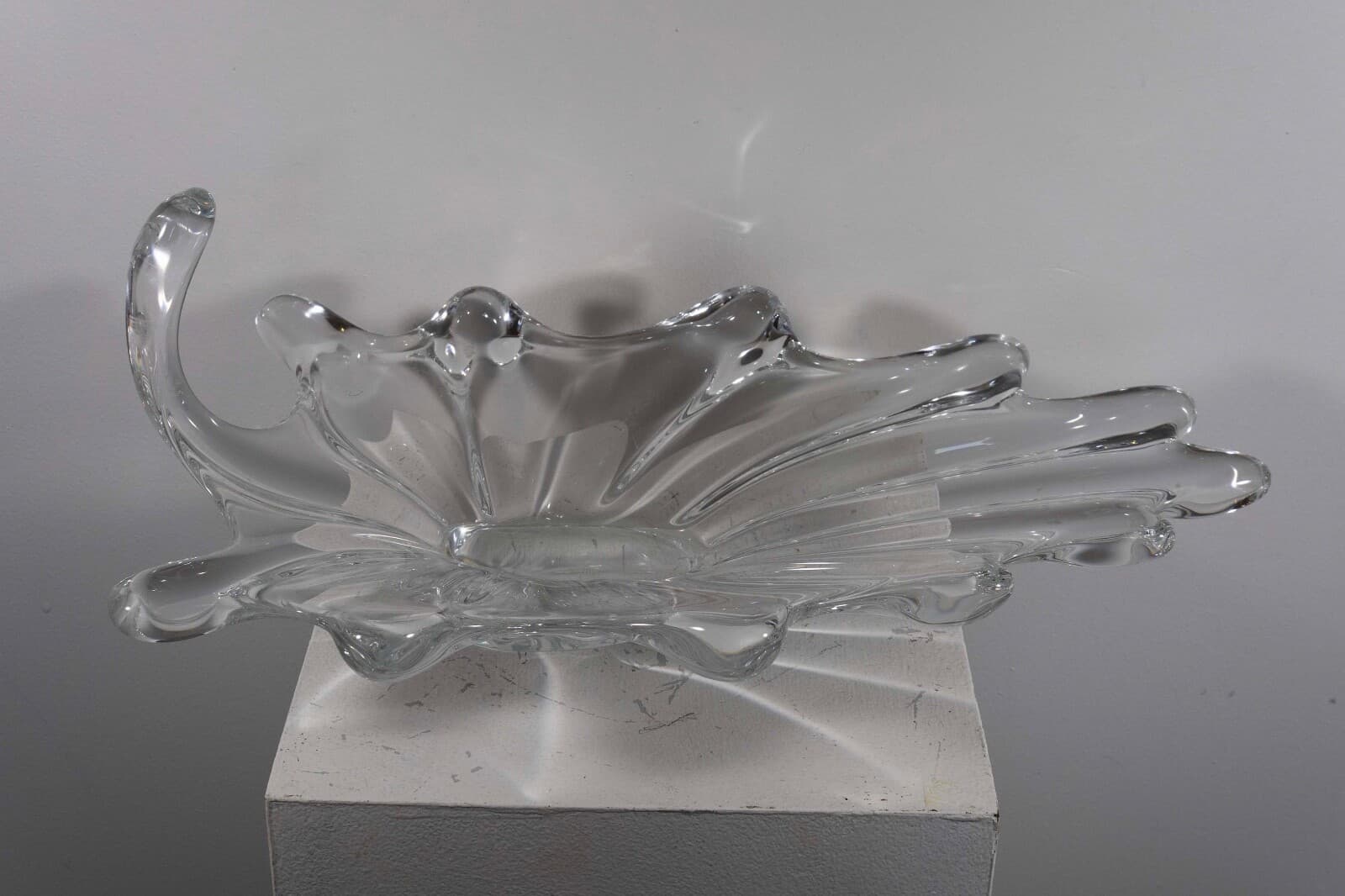 Vintage Art Vannes France Jardiniere Crystal Art Glass Centerpiece Bowl w/ Mark - Thumbnail 3