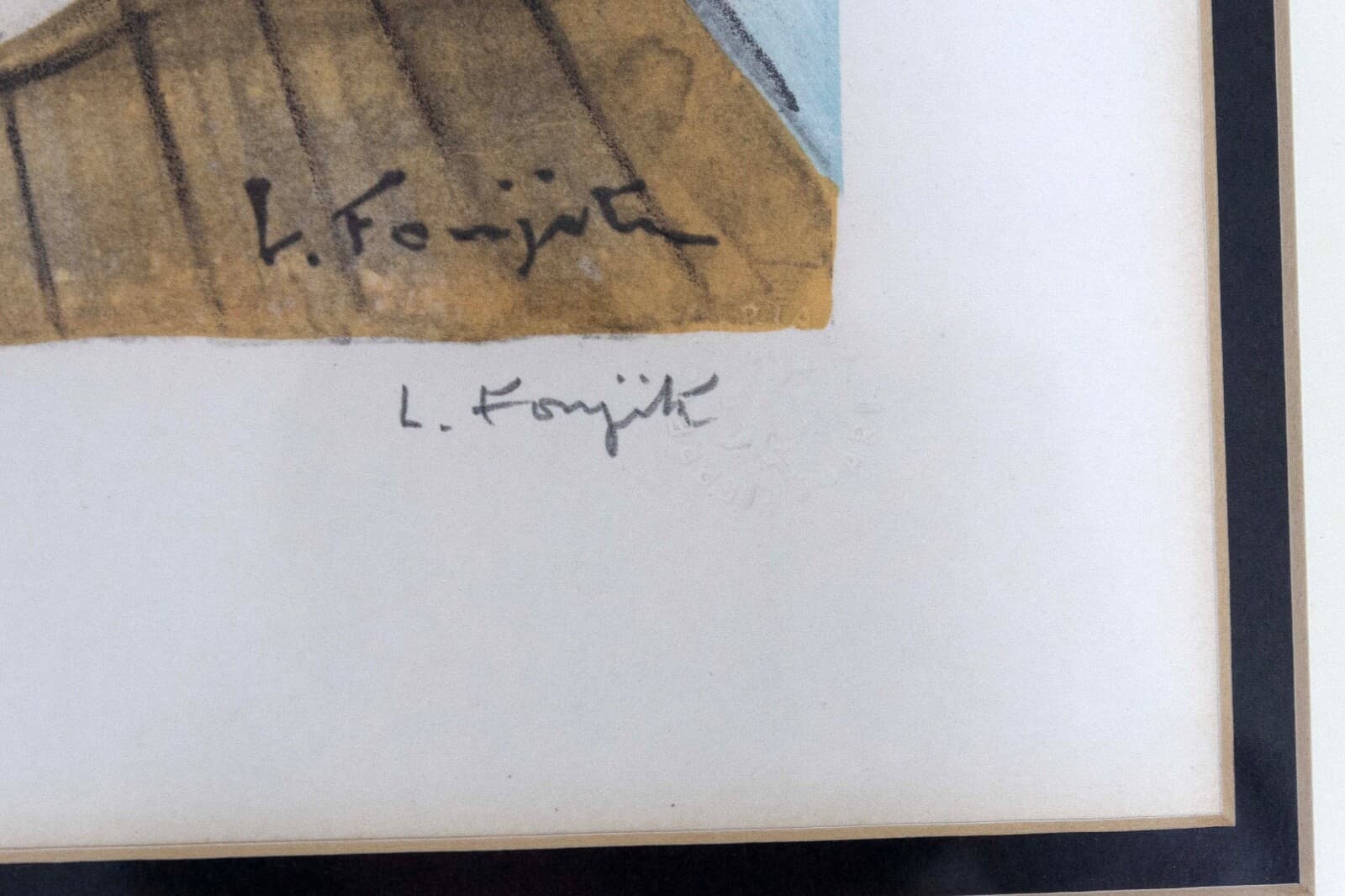 Leonard Tsugouharu Knitting Signed Modern Lithograph on Paper 1963 Framed 55/150 - Thumbnail 3