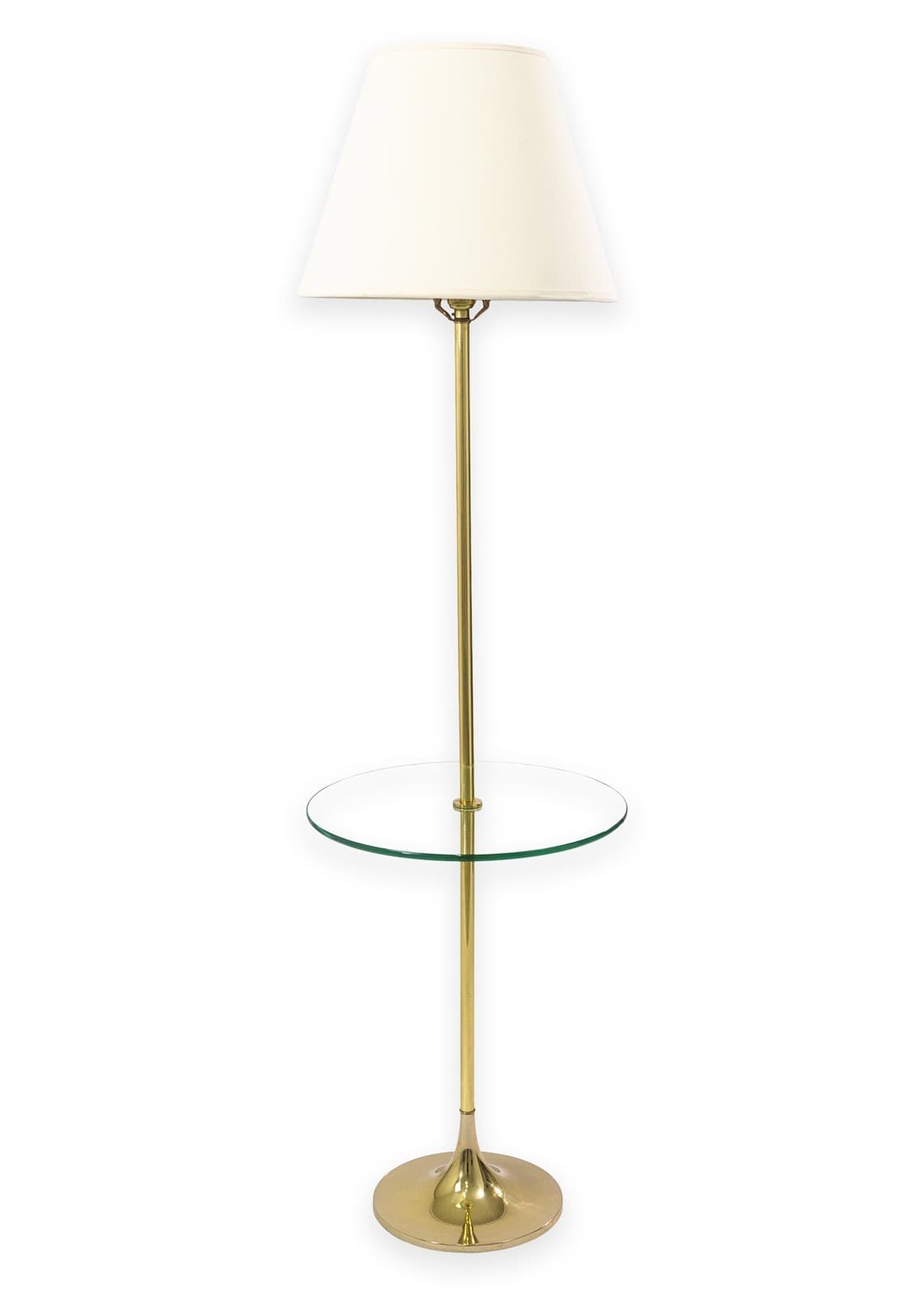 Vintage Laurel Lamp Company Brass and Round Glass Mid Century Modern Lamp Table