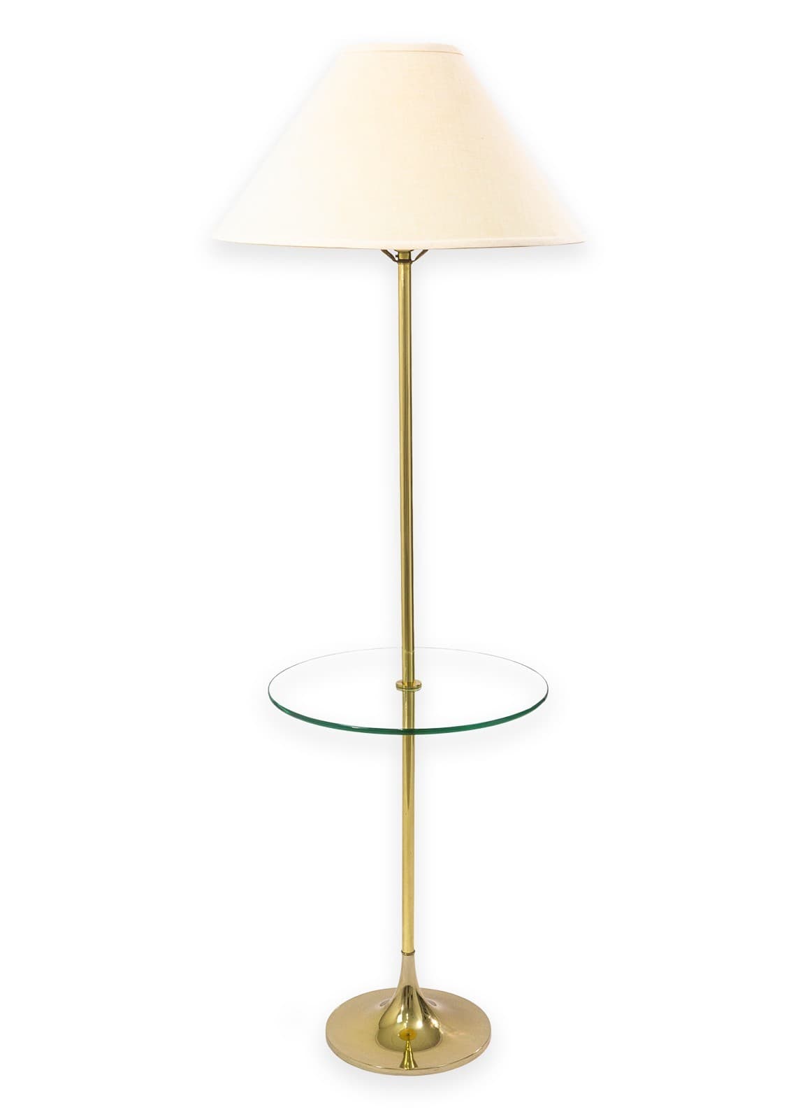 Vintage Laurel Lamp Company Brass and Round Glass Mid Century Modern Lamp Table