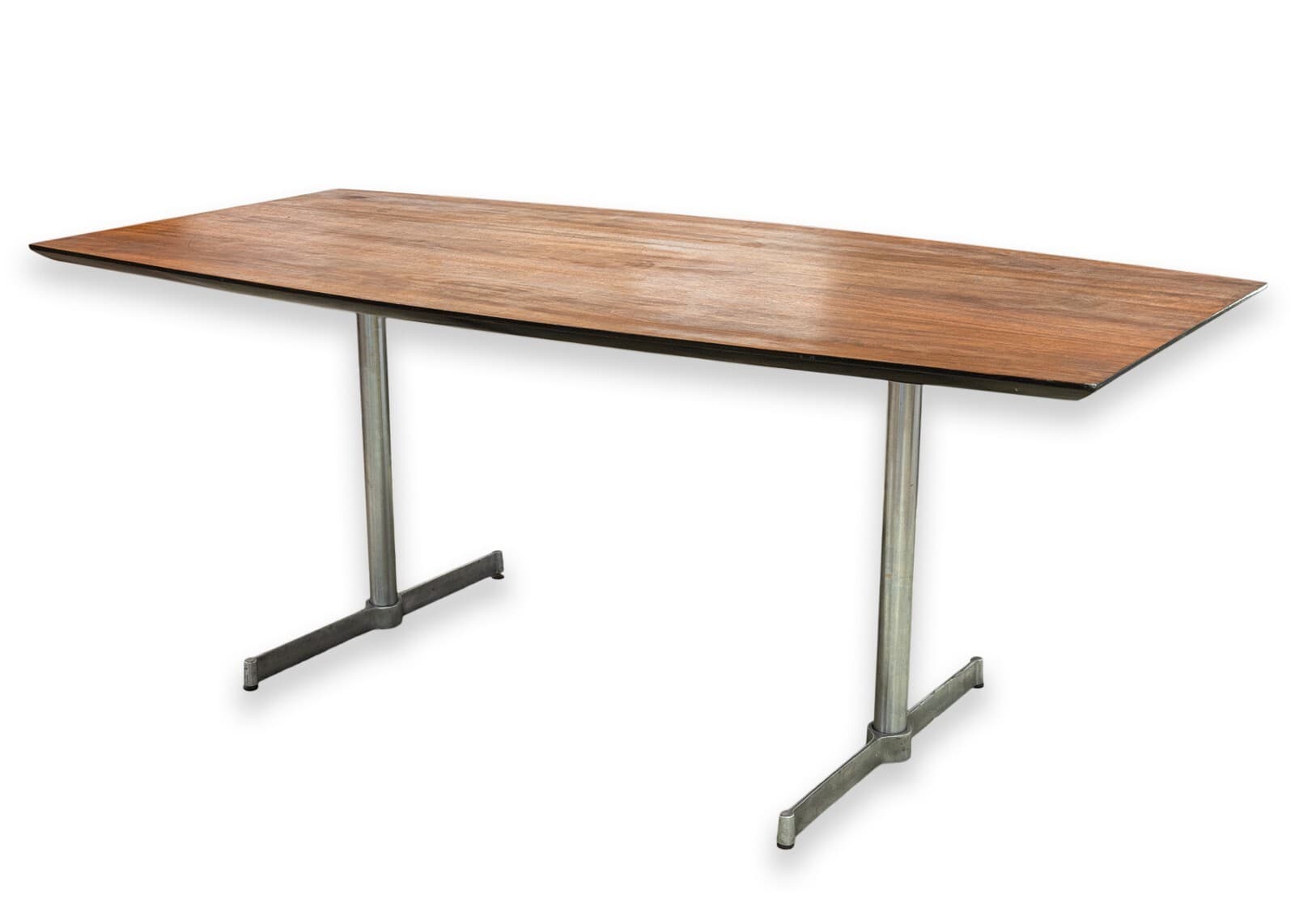Early Vintage Knoll Walnut Wood Multi Use Conference Table Dining Table Desk