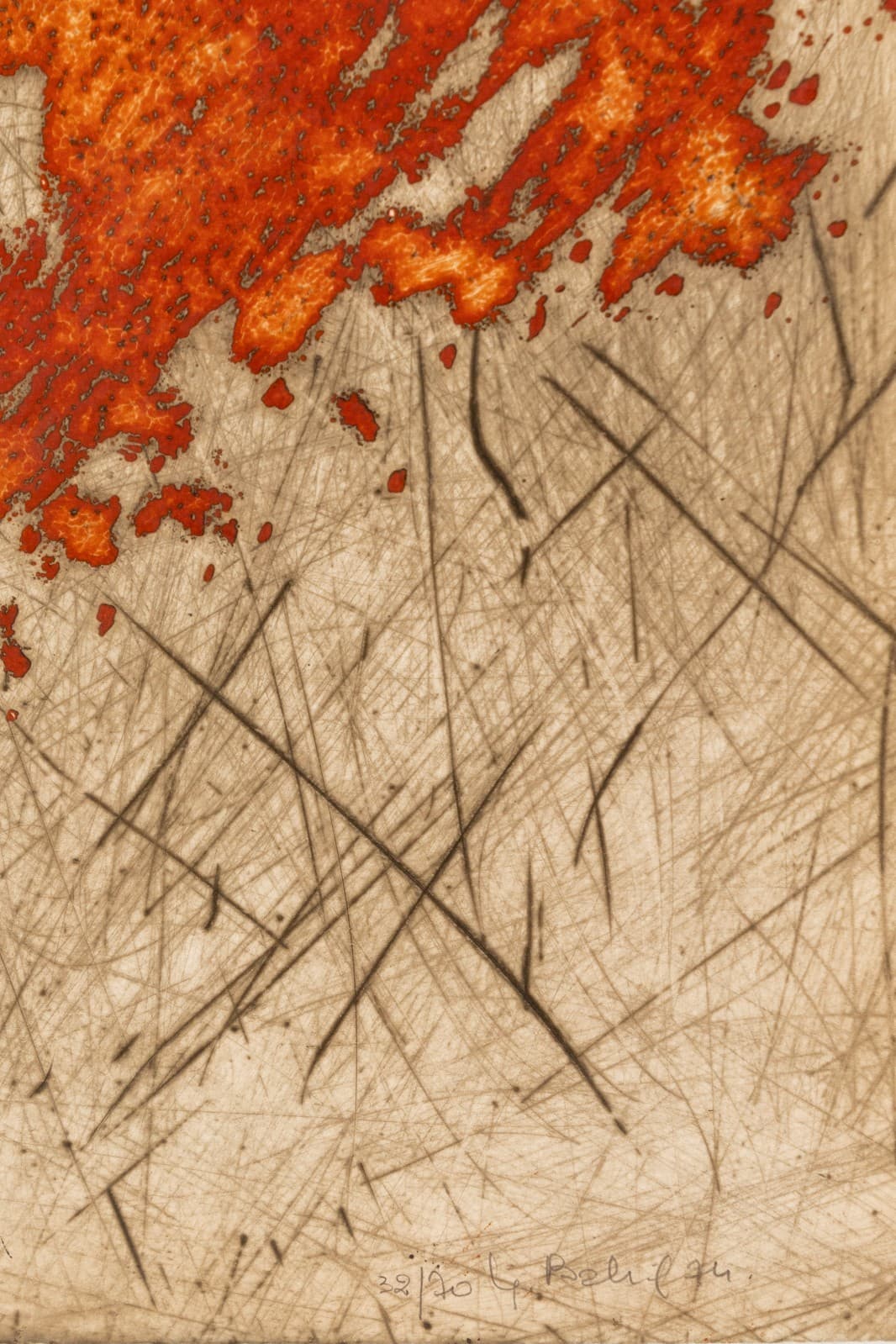 Yannick Ballif - Untitled (Orange Leaves) Signed Modern Embossed Relief Etching - Thumbnail 4