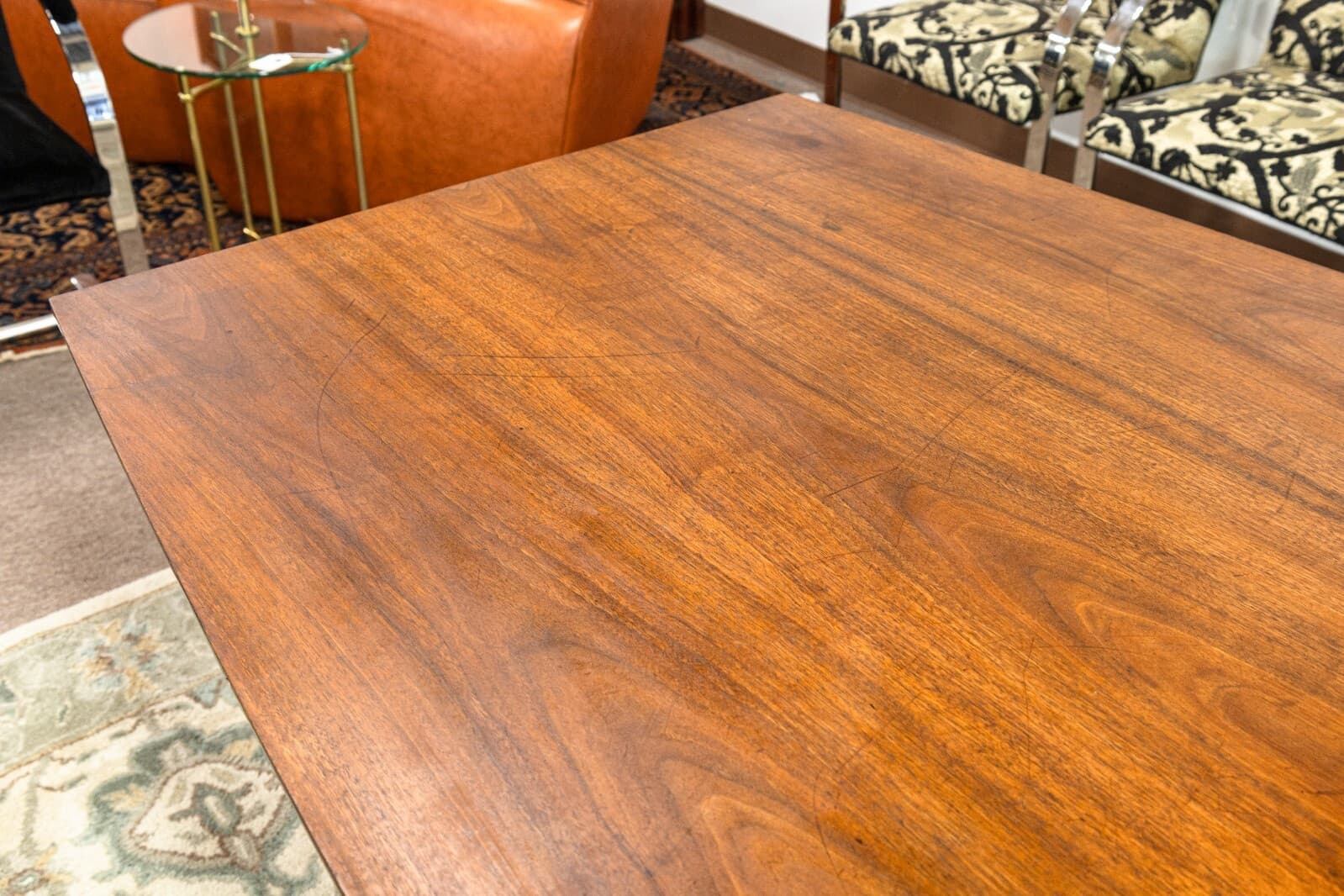 Early Vintage Knoll Walnut Wood Multi Use Conference Table Dining Table Desk - Thumbnail 5