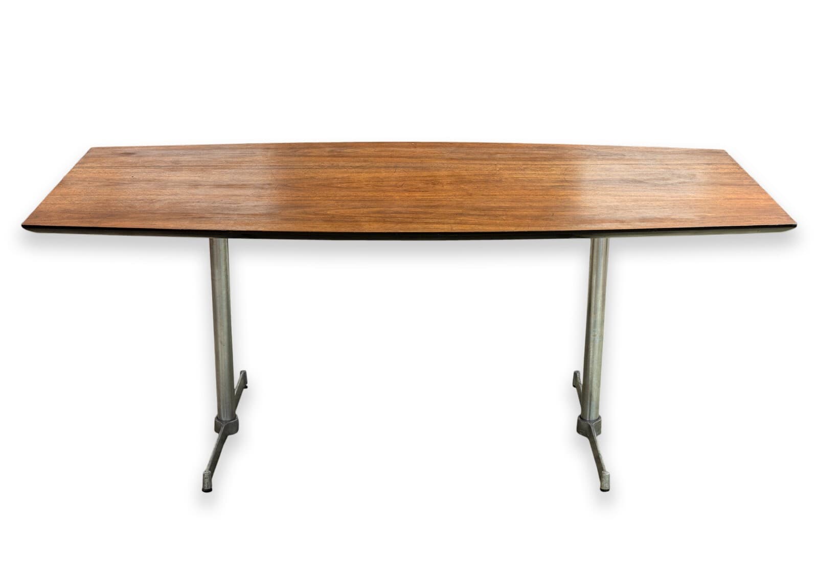 Early Vintage Knoll Walnut Wood Multi Use Conference Table Dining Table Desk - Thumbnail 2