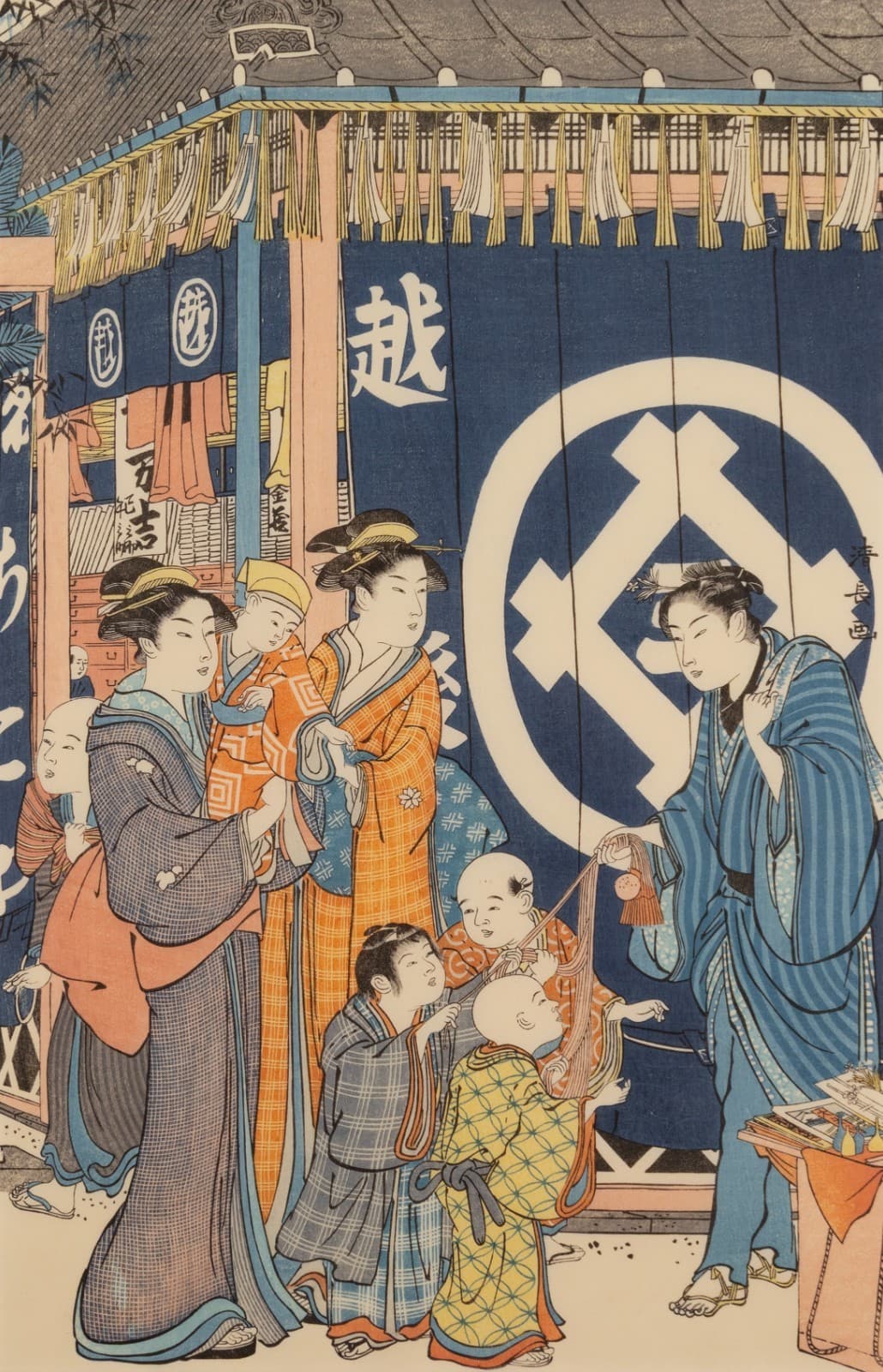 Torii Kiyonaga - The Echigoya on New Year's Day, 1784-94 Color Woodblock - Thumbnail 4