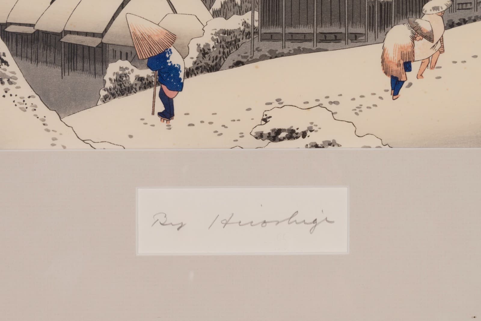 Utagawa Hiroshige Woodblock Print "Evening Snow at Kanbara" 1933-34 Woodblock - Thumbnail 7