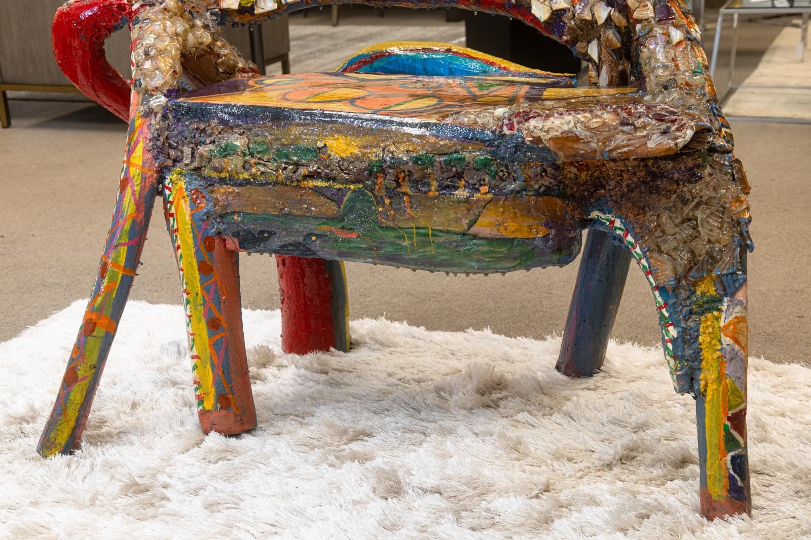 Willie Leroy Elliot Jr. - Wolf Bench, c. 1990 Mixed Media Mosaic Art Sculpture - Thumbnail 5
