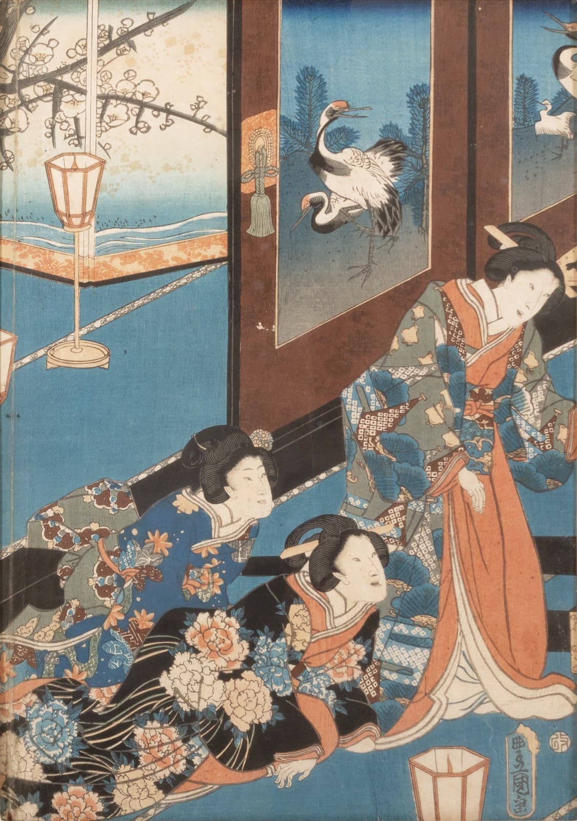 Utagawa Kunisada (Toyokuni III) - Fashionable Eastern Genji, 1854 Triptych - Thumbnail 4