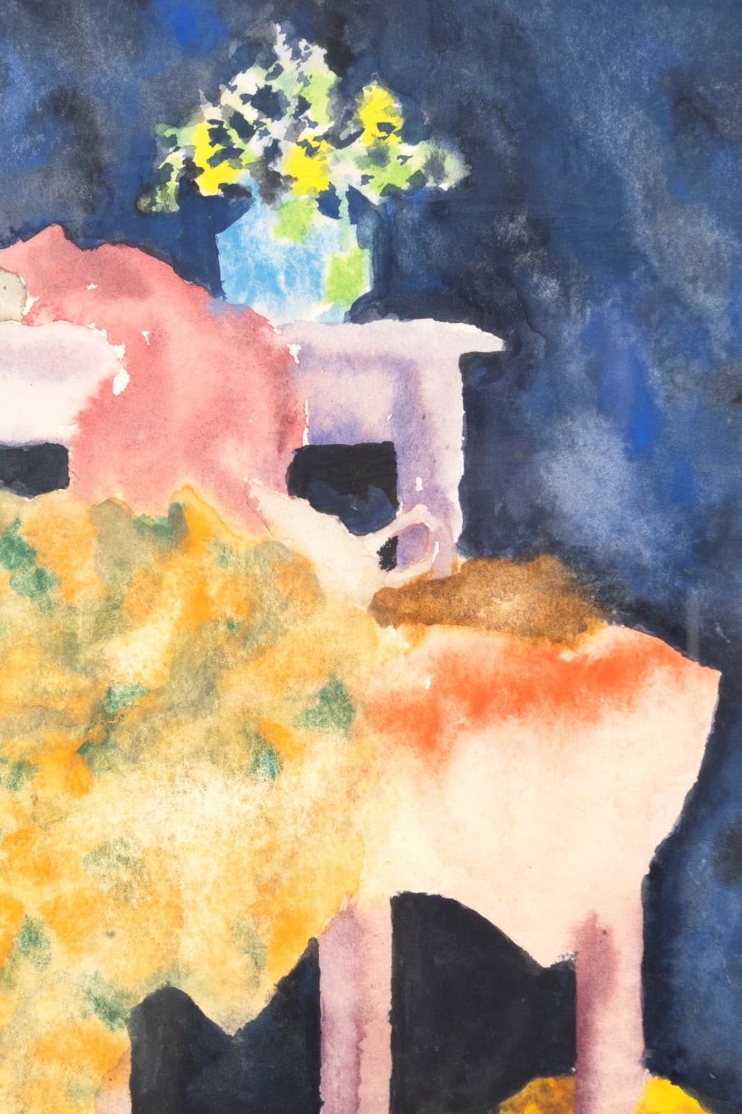 Chuck Bouras - Untitled (Still Life with Table) Signed Contemporary Watercolor - Thumbnail 3