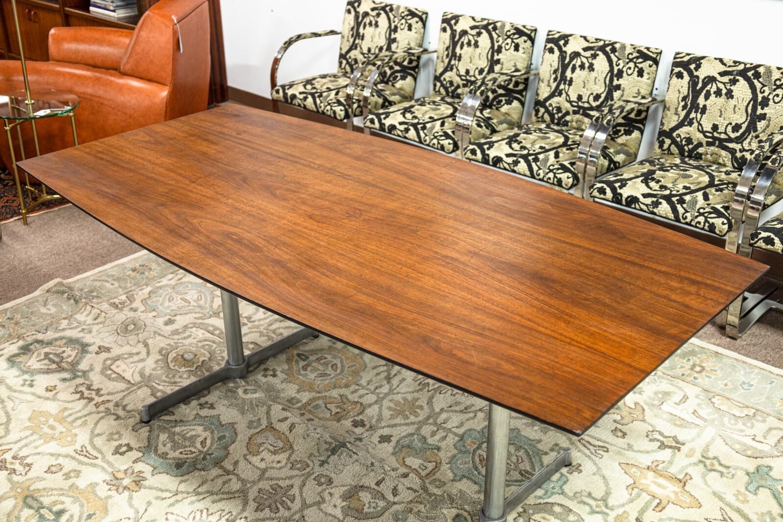 Early Vintage Knoll Walnut Wood Multi Use Conference Table Dining Table Desk - Thumbnail 4