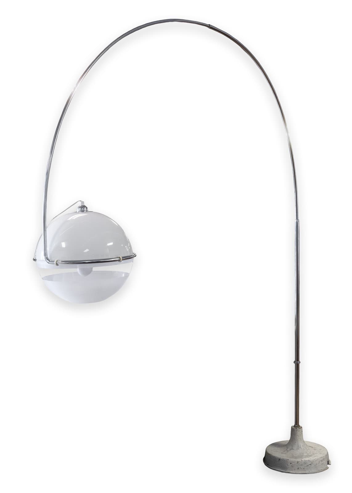 Vintage 1970s Fabio Lenci for Guzzini Italian Arc Floor Lamp Mid Century Modern