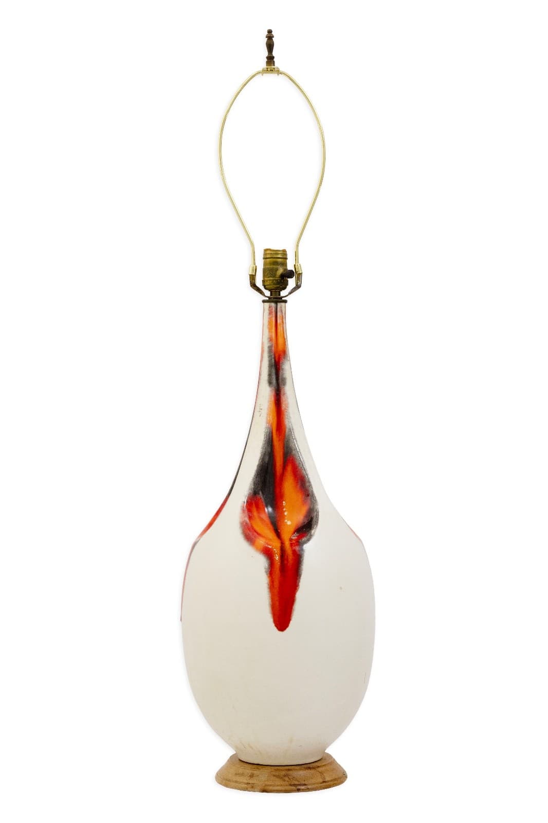 Off White And Orange Ceramic Drip Glaze Table Lamp