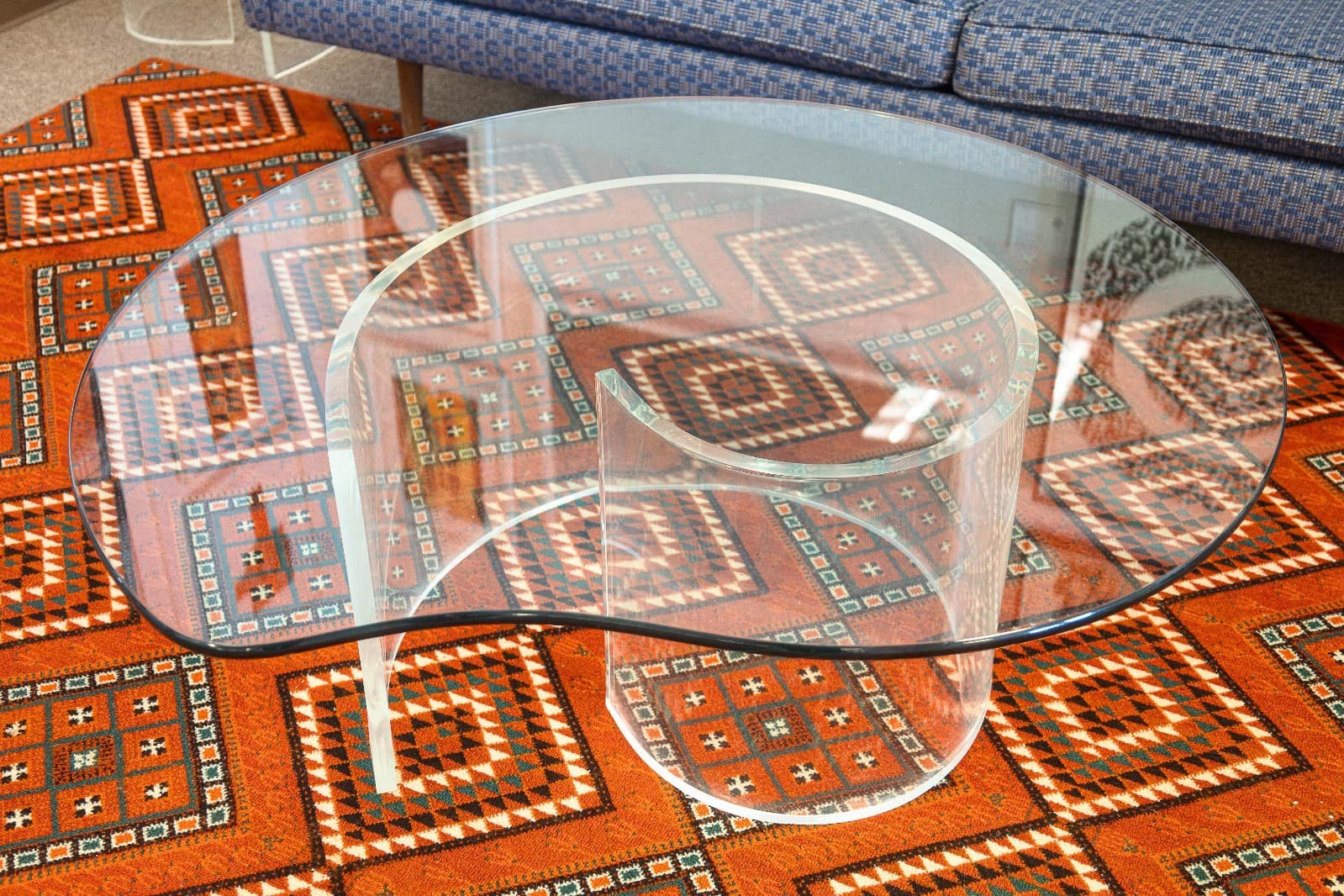 Vintage Vladimir Kagan Style Snail Lucite Glass Mid Century Modern Coffee Table - Thumbnail 3