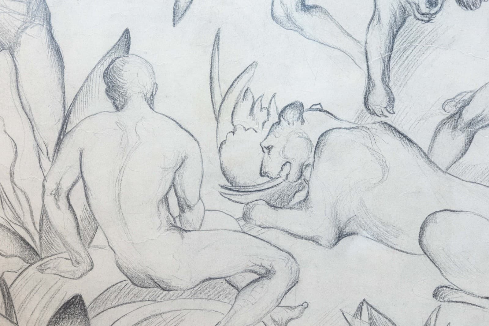 William Hentschel (1892–1962) – Untitled Figurative with Panthers Graphite - Thumbnail 4